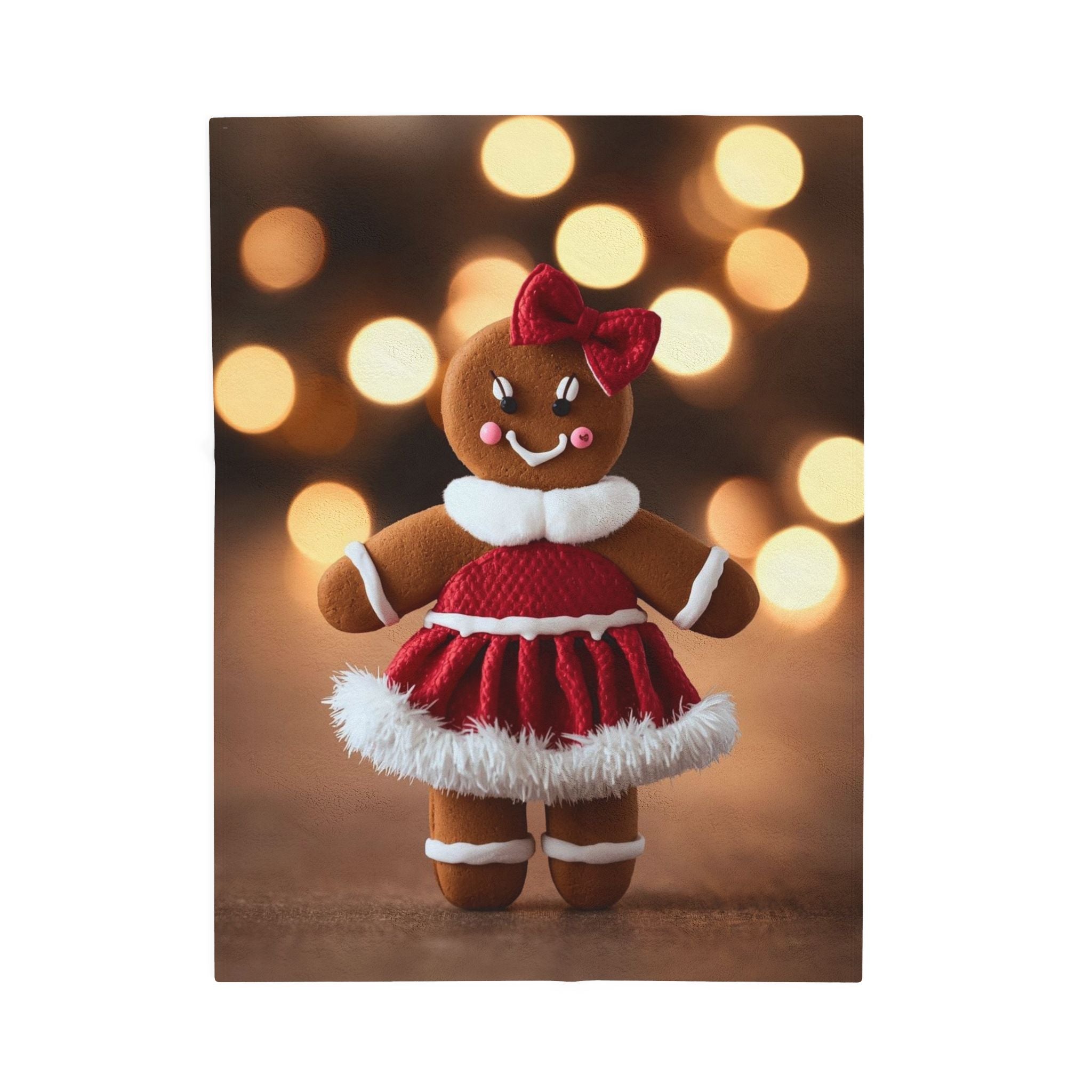 Gingerbread Girl Holiday Plush Blanket — Velveteen Christmas Throw