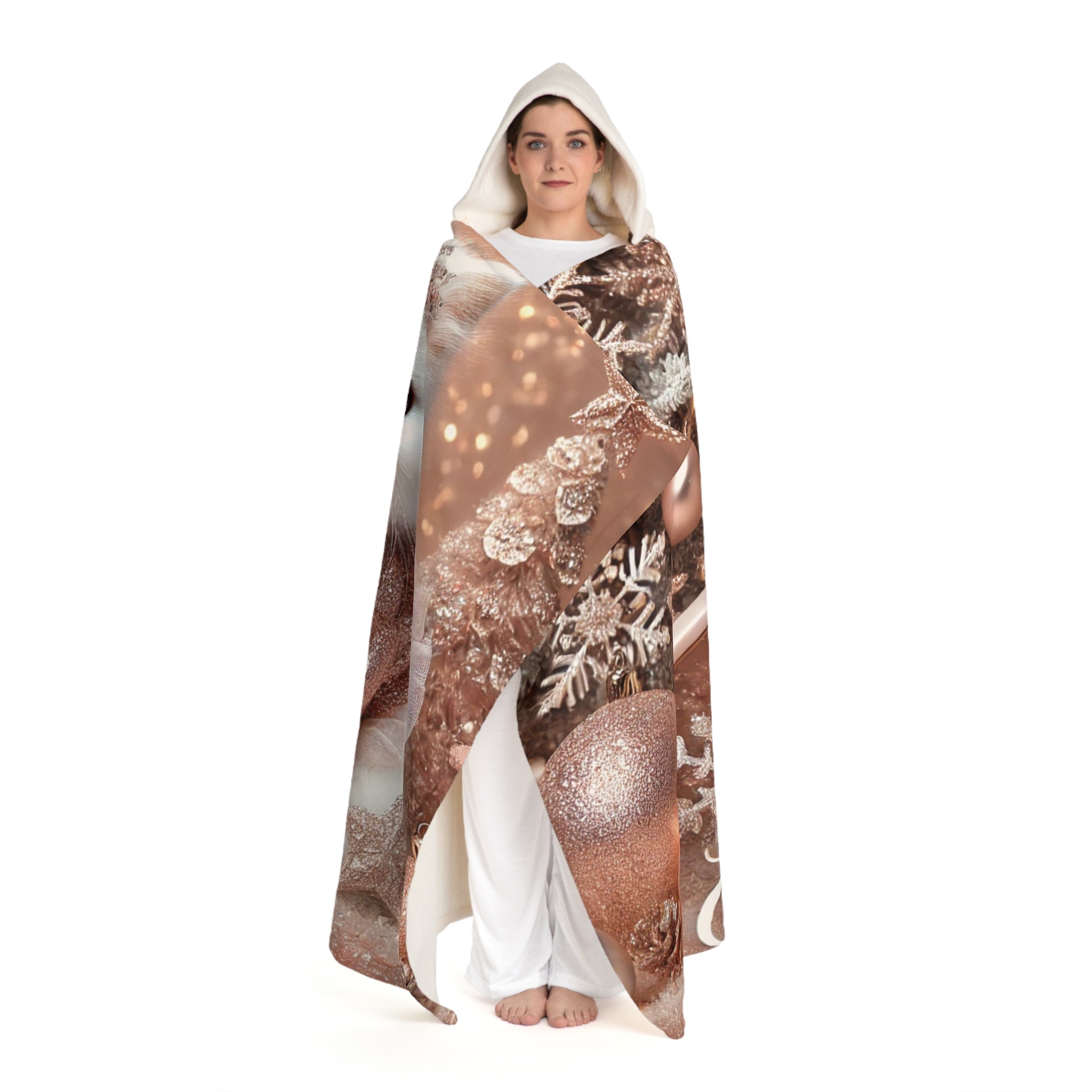 Hooded Sherpa Blanket - Cozy Christmas Kitten