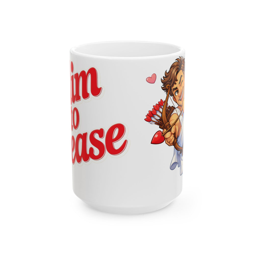 Valentine's Day Cupid Cartoon Ceramic Mug — Hearts Design (11oz & 15oz)