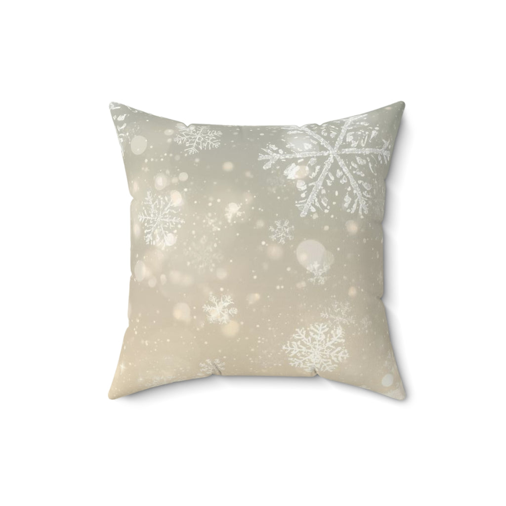 Snowflake Glow Square Pillow — Winter Holiday Decorative Throw Pillow
