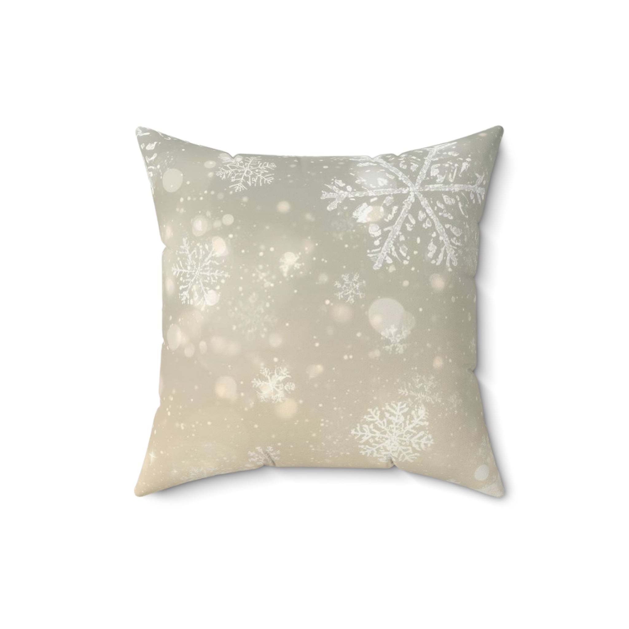 Snowflake Glow Square Pillow — Winter Holiday Decorative Throw Pillow