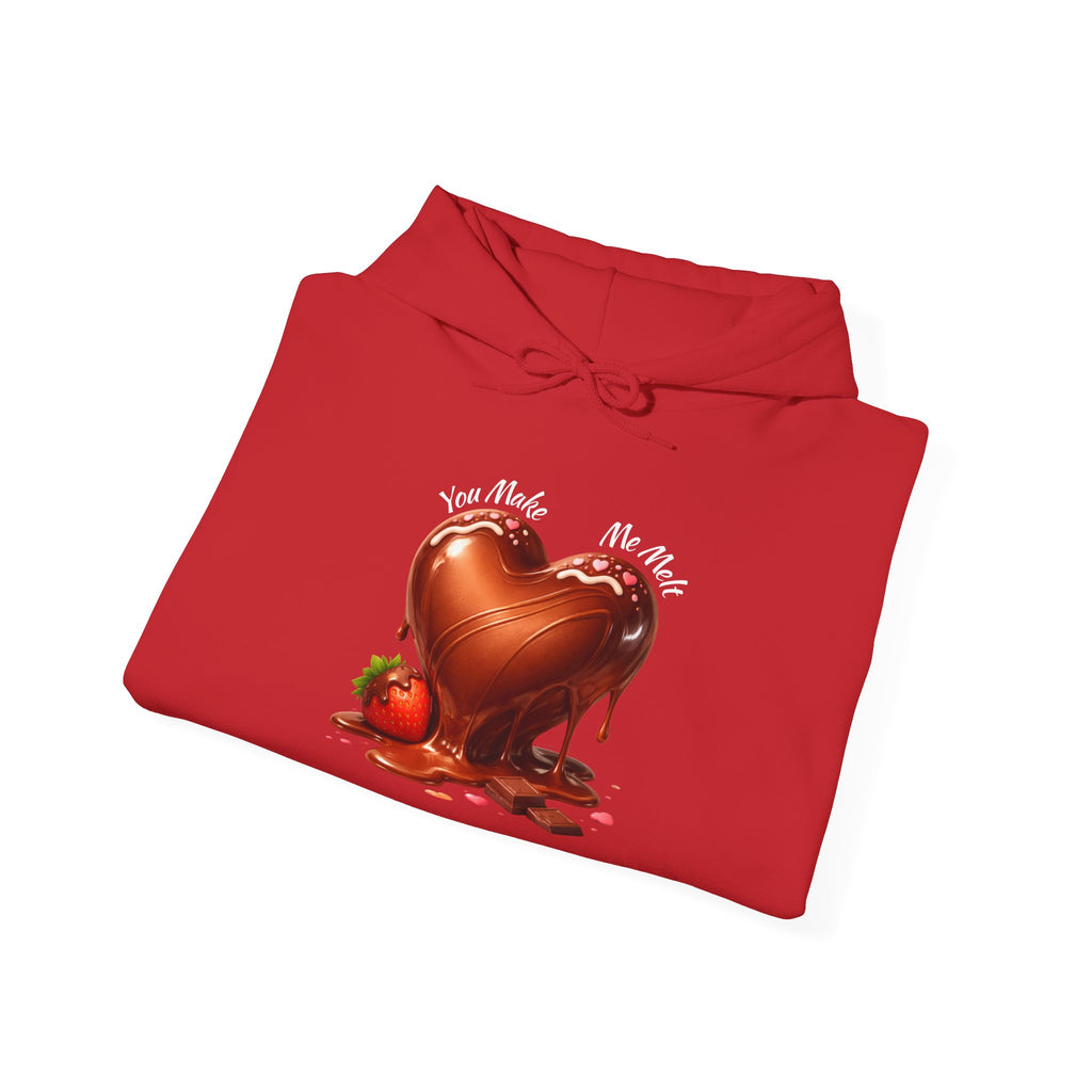 Chocolate-Dipped Heart Hoodie — Romantic Strawberry Valentine Sweatshirt