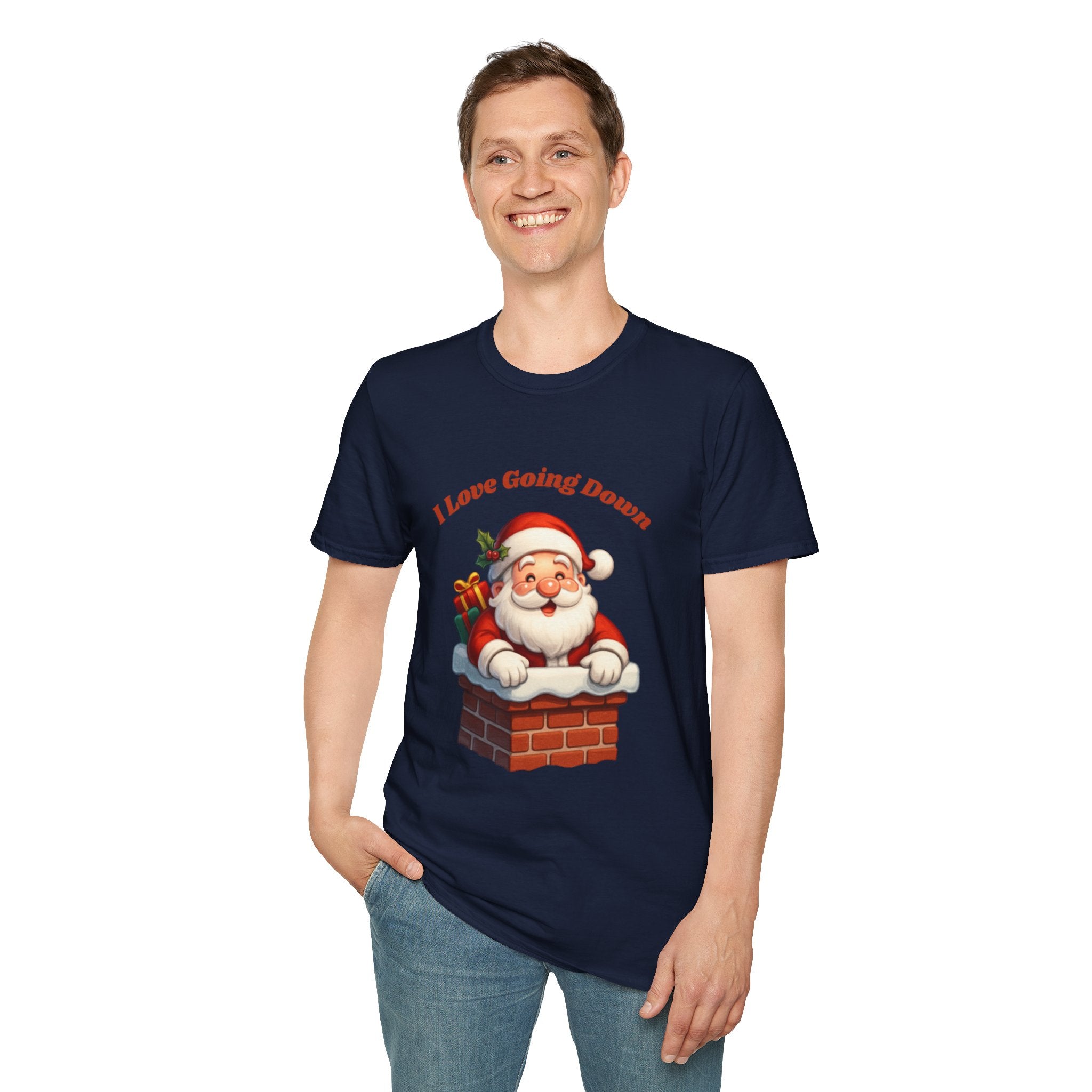 Adult Themed Santa Chimney T-Shirt - 'I Love Going Down' Christmas Attire