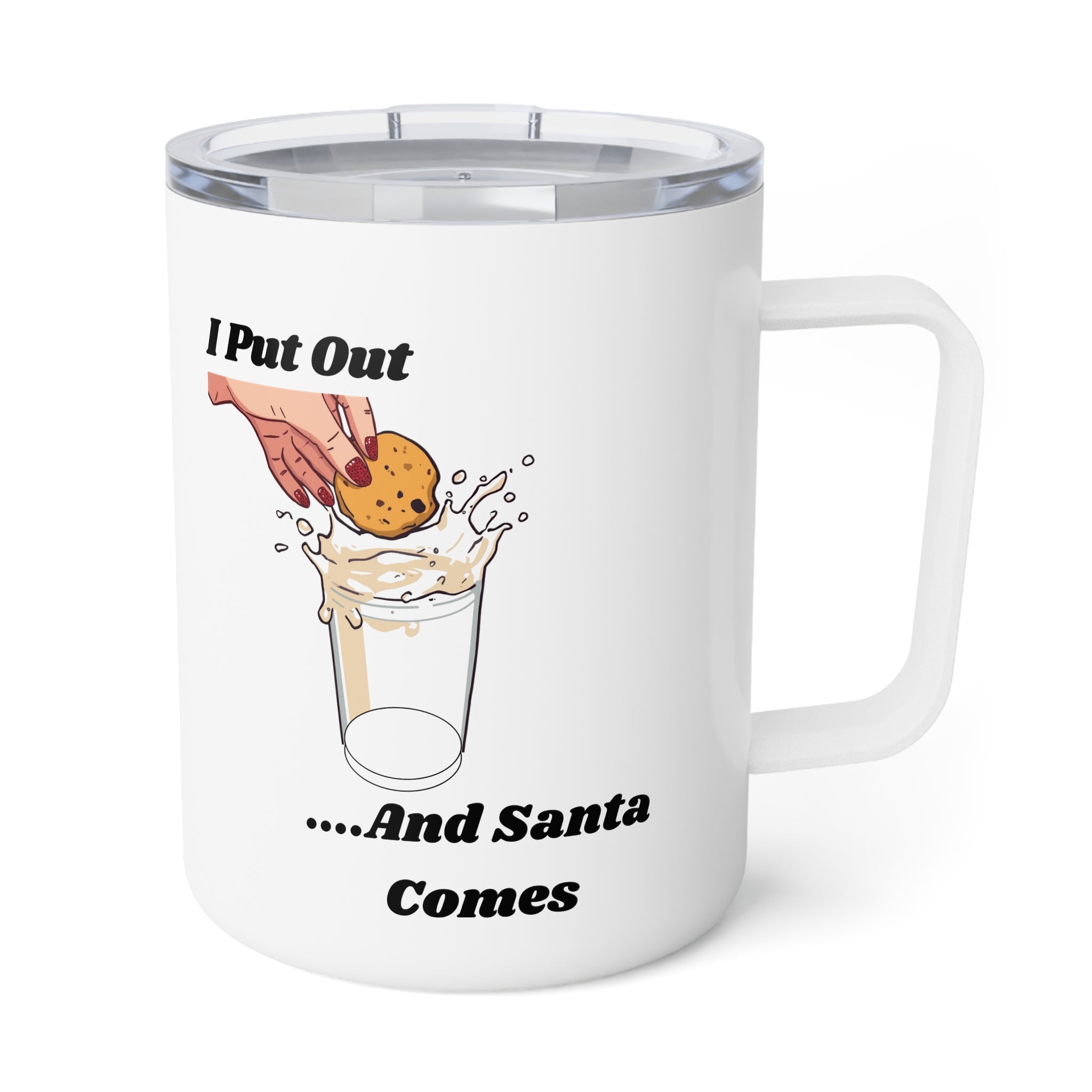 10oz Insulated Coffee Mug – “I Put Out For Santa” Funny Holiday Mug
