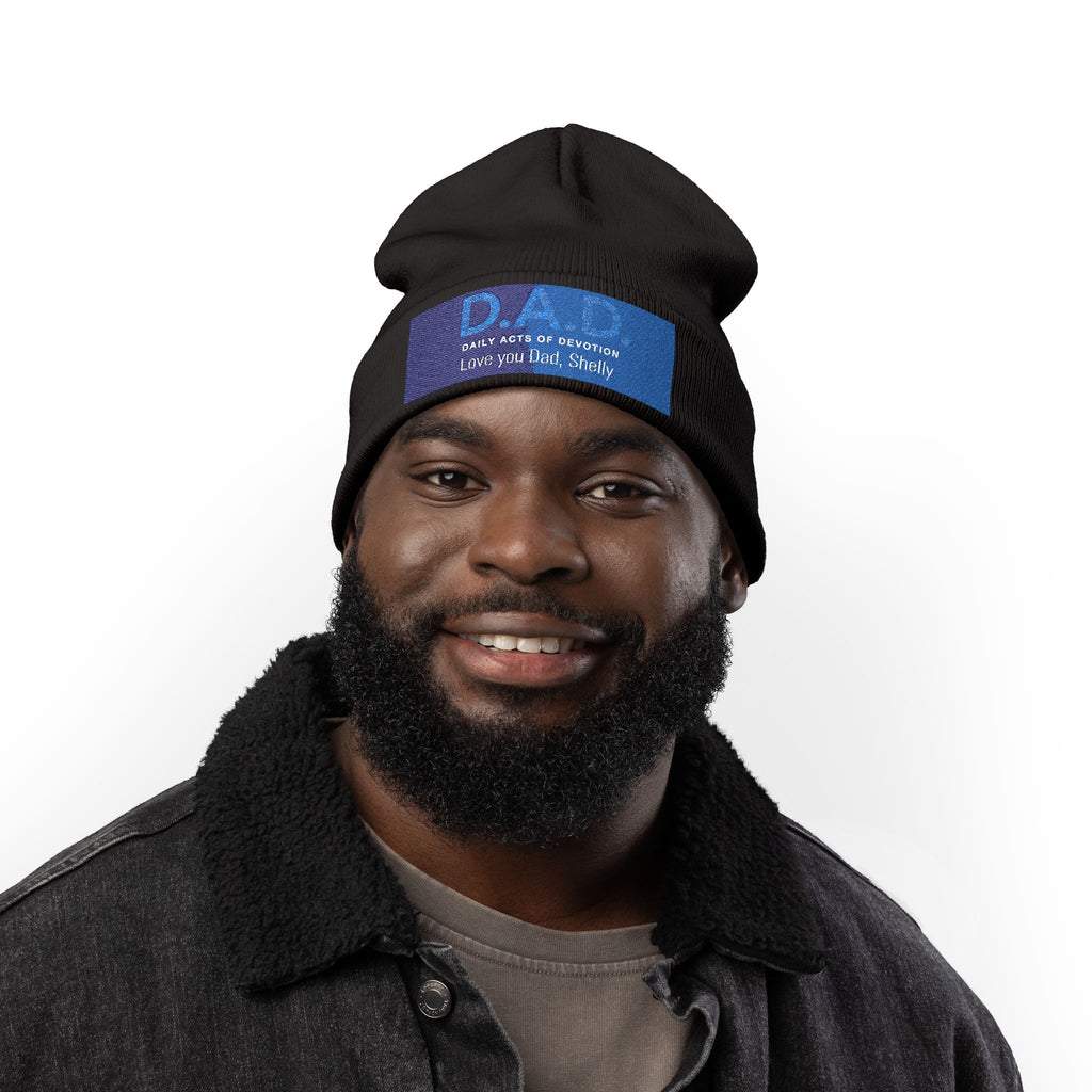 Embroidered 'D.A.D. Daily Acts of Devotion' Knit Beanie — Personalized Love You Dad Winter Hat