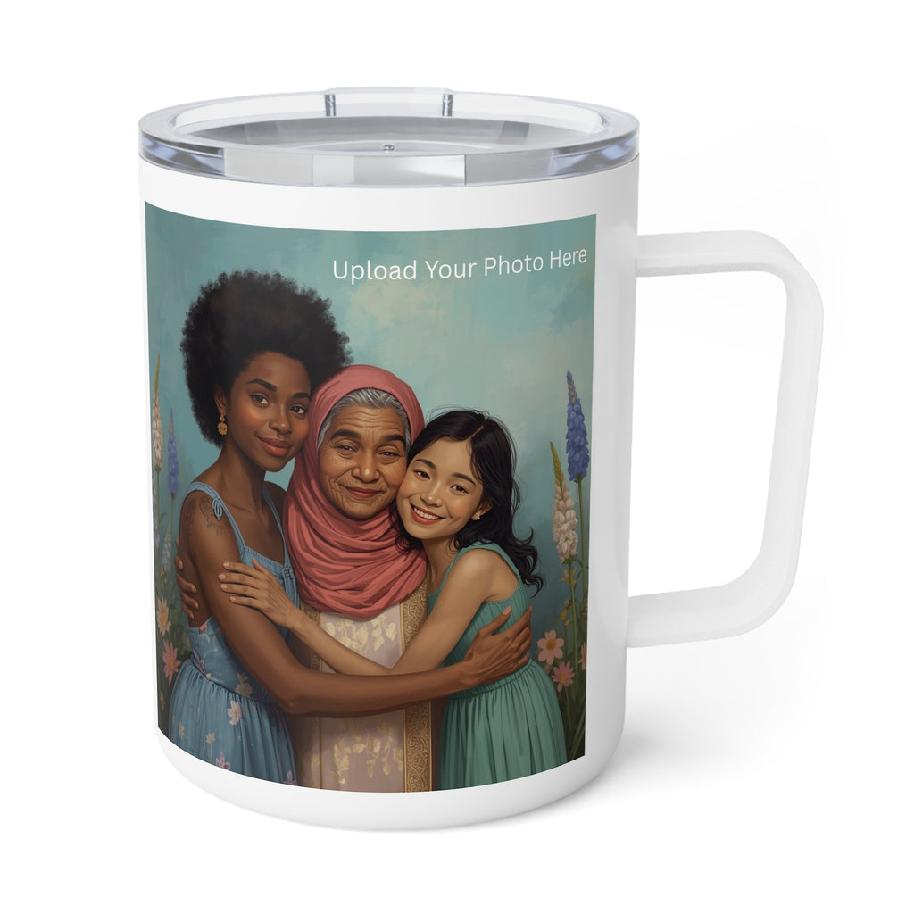 10oz Insulated Coffee Mug - "Smooth With Mom" Floral Portrait Design