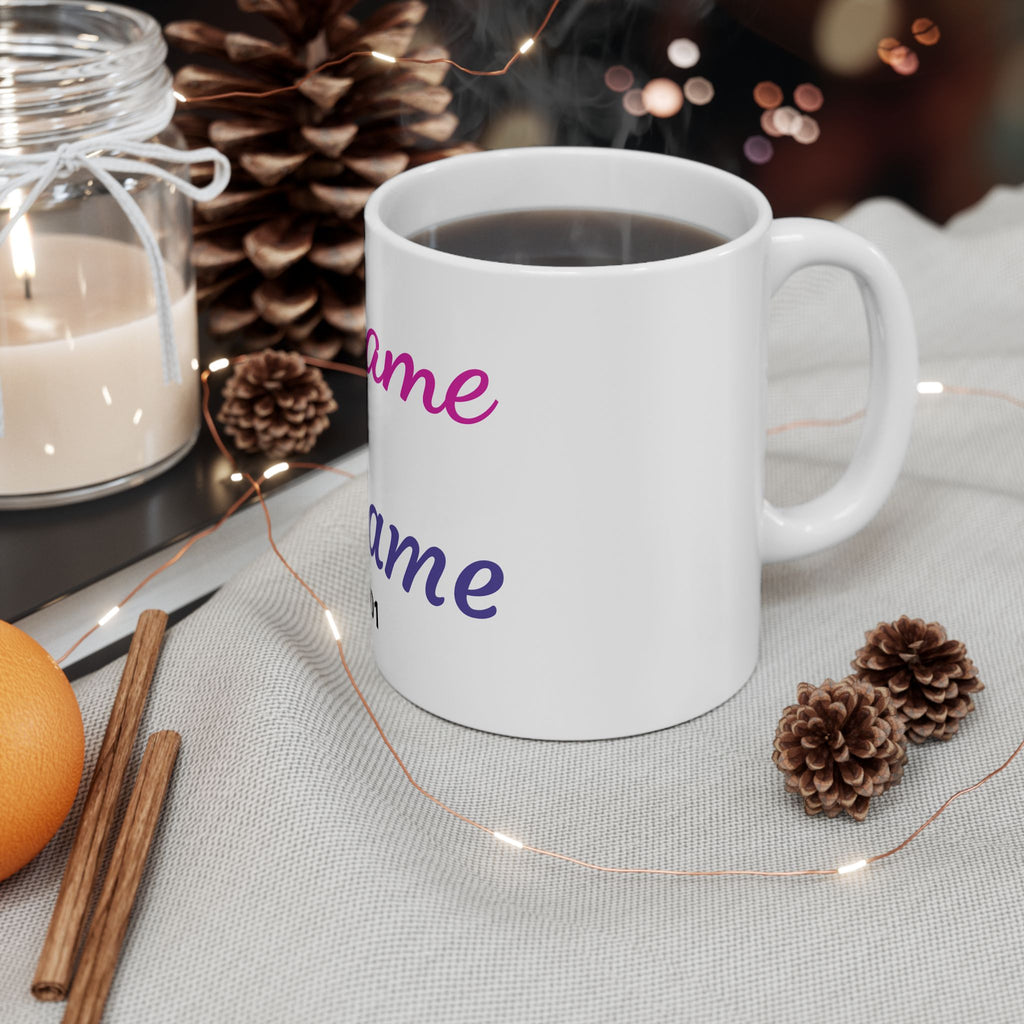 Personalized Couple Ceramic Mug - "Her Name & His Name" Est. Year - Custom Anniversary Gift (11oz, 15oz)