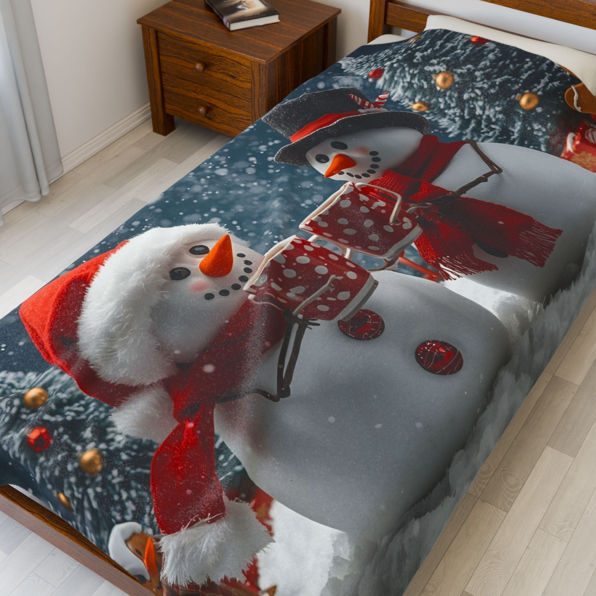 Christmas Snowman Velveteen Plush Blanket – Cozy Holiday Throw