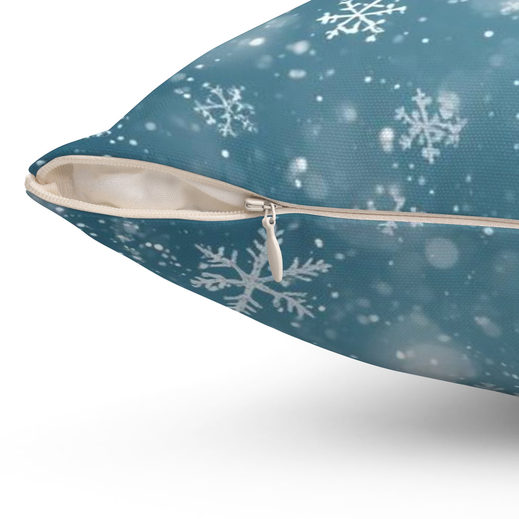 Winter Snowflake Decorative Pillow — Blue Holiday Throw Pillow