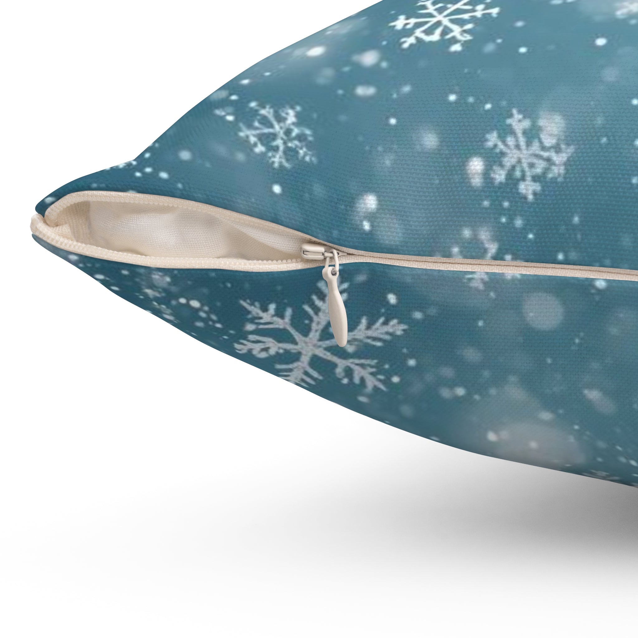 Winter Snowflake Decorative Pillow — Blue Holiday Throw Pillow