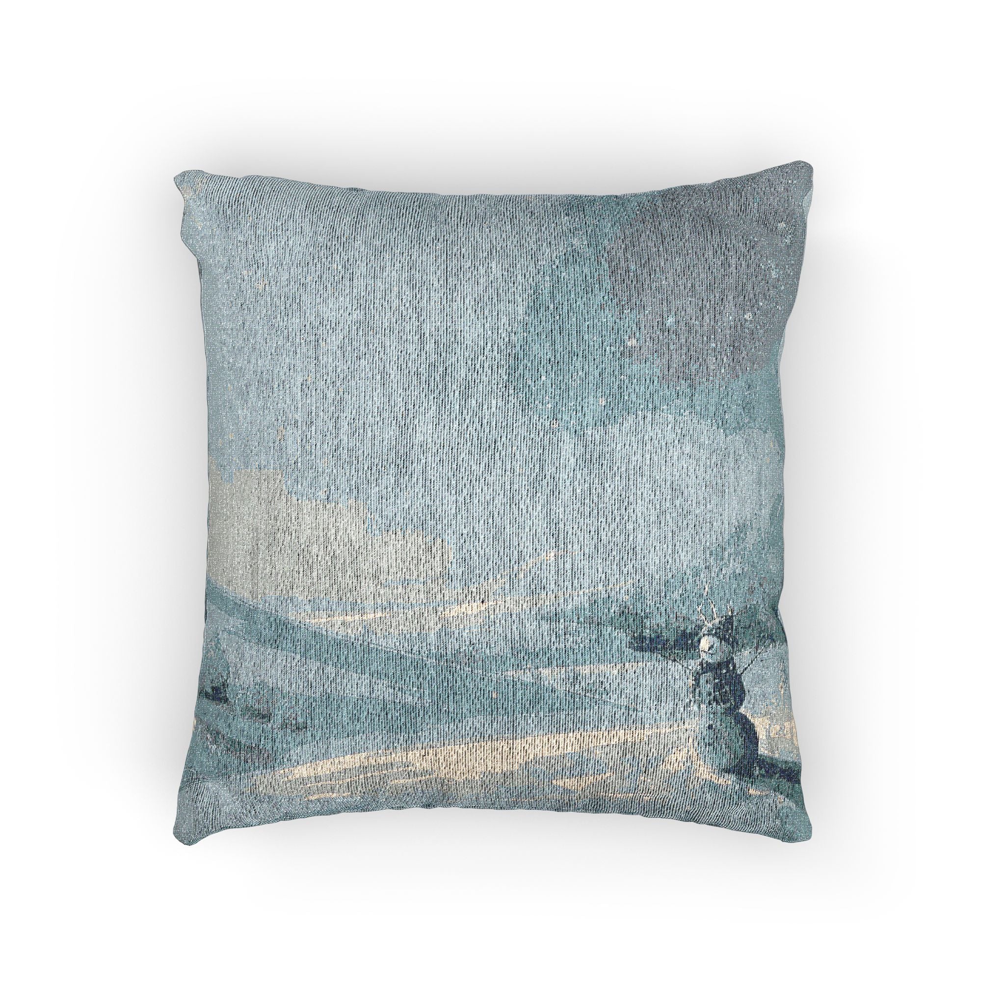 Snowman Woven Pillow — Serene snowy day