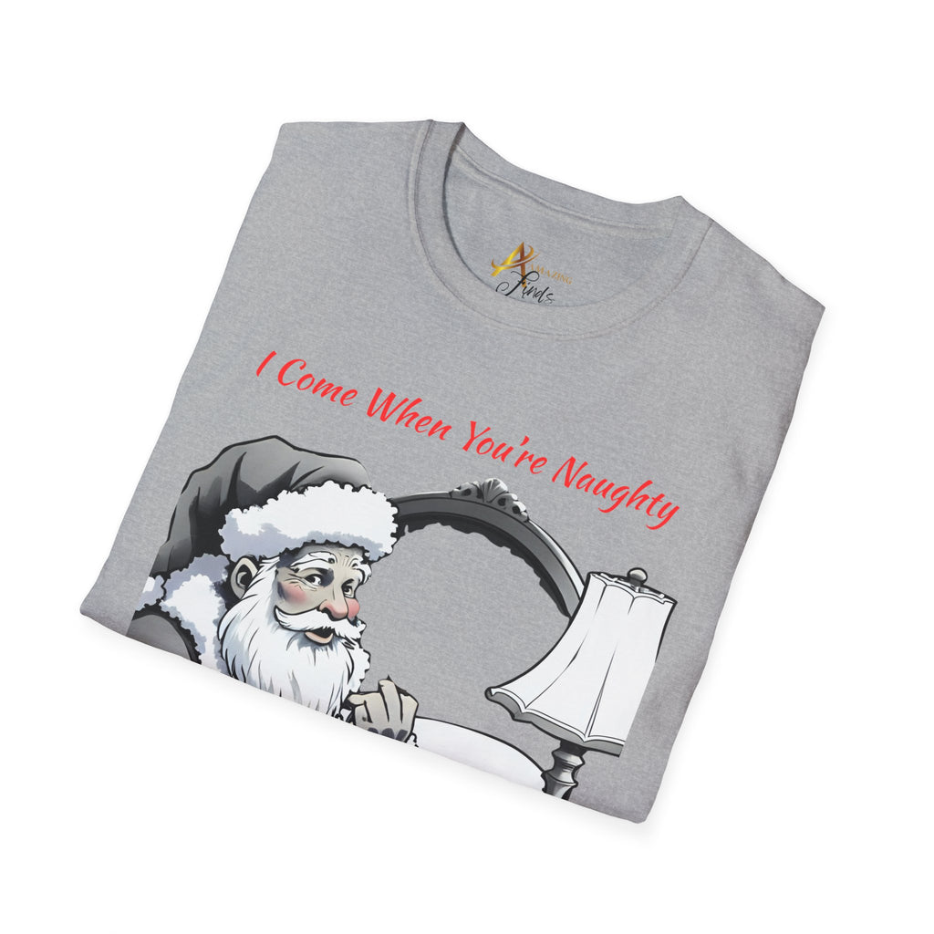 Adult Themed Santa In Bed T-Shirt – 'I Come When You’re Naughty' Christmas Attire