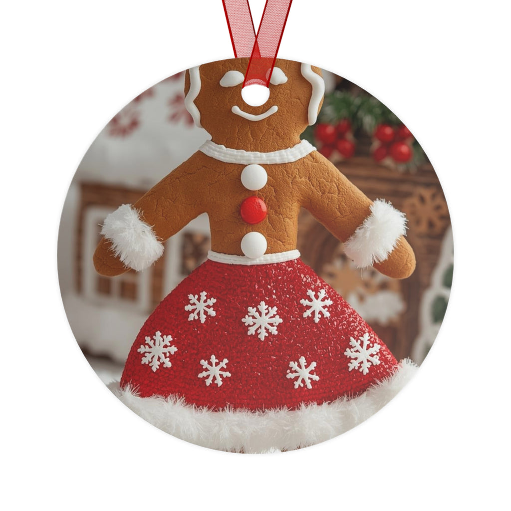 Gingerbread Girl Metal Ornament - Festive Christmas Tree Decoration
