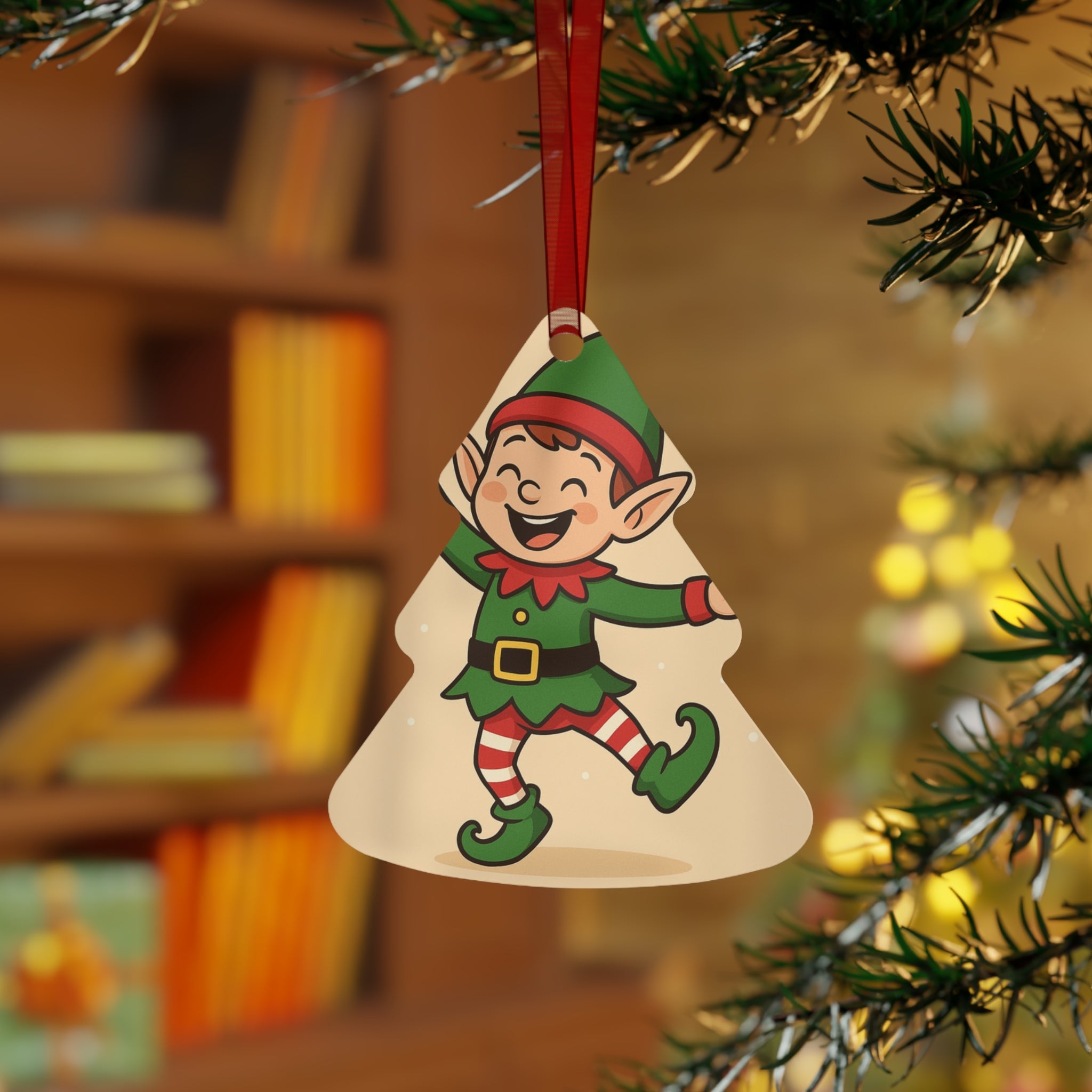 Dancing Elf Bell Metal Ornament – Cute Christmas Tree Decoration