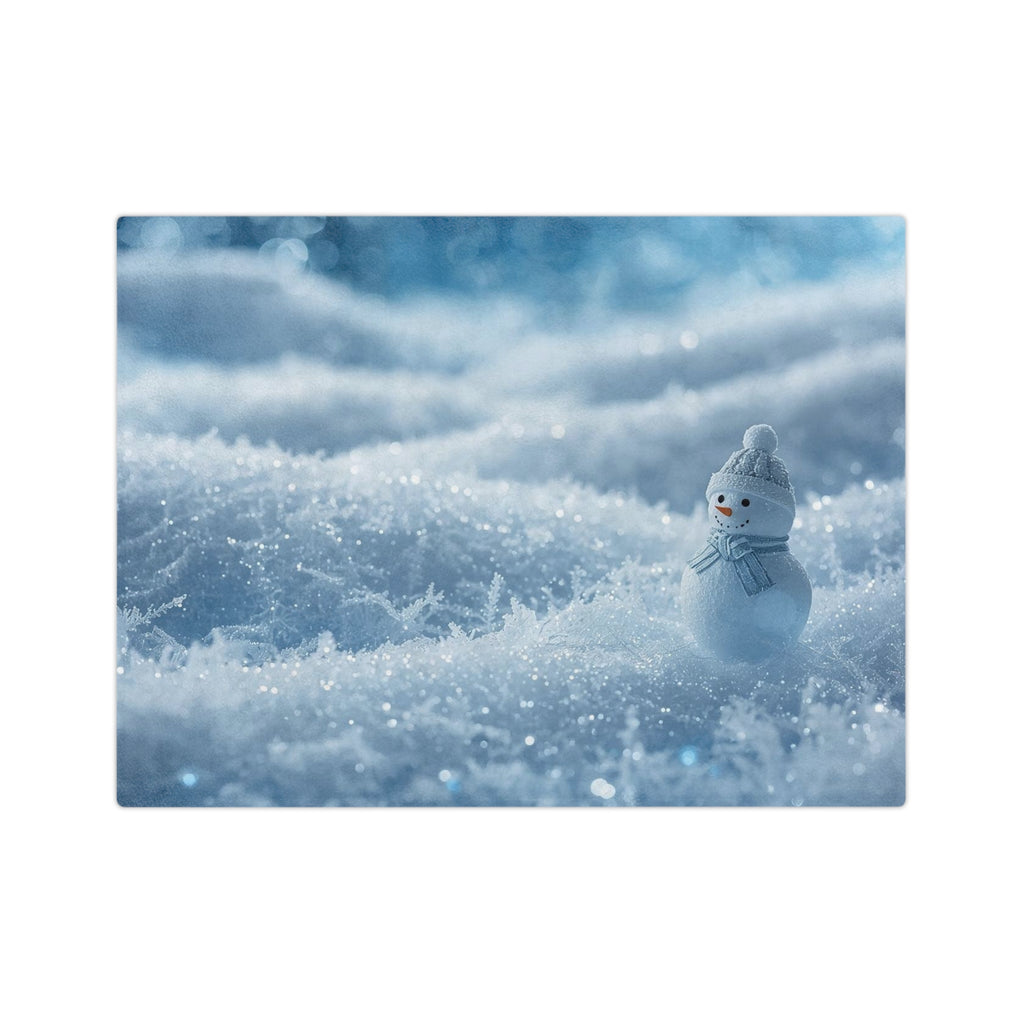 Tiny Snowman in Sparkling Snow Blanket | Velveteen Microfiber Blanket