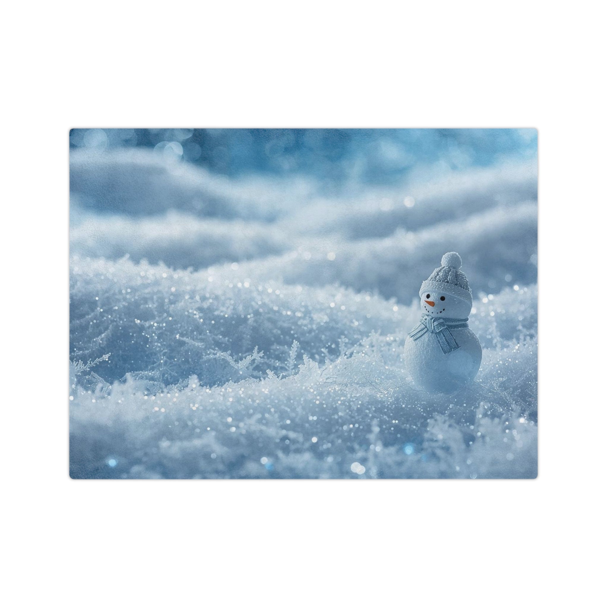 Tiny Snowman in Sparkling Snow Blanket | Velveteen Microfiber Blanket