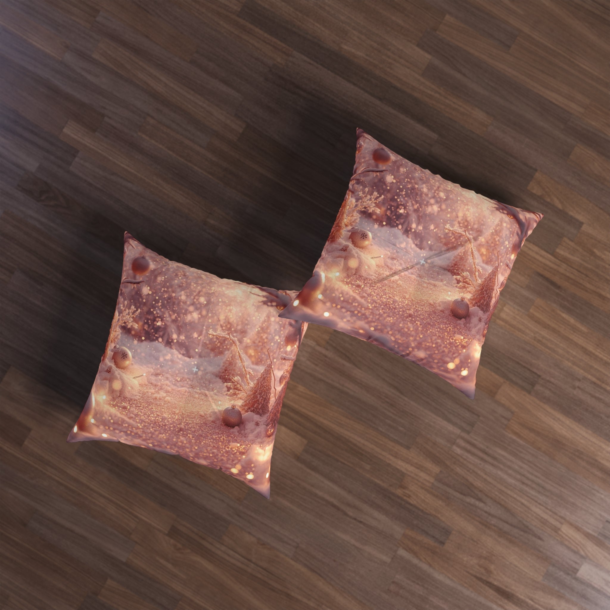 Winter Wonderland Tufted Floor Pillow — Festive Snowy Scene Decorative Cushion