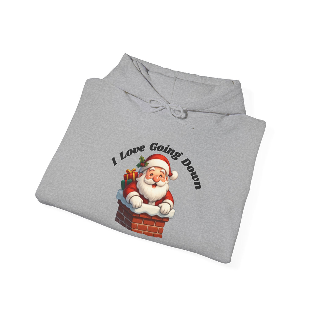 Adult Themed Santa Chimney Hoodie - 'I Love Going Down' Christmas Attire