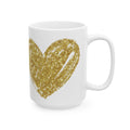 Gold Glitter Heart Ceramic Mug — Sparkling Love Coffee Cup (11oz & 15oz)