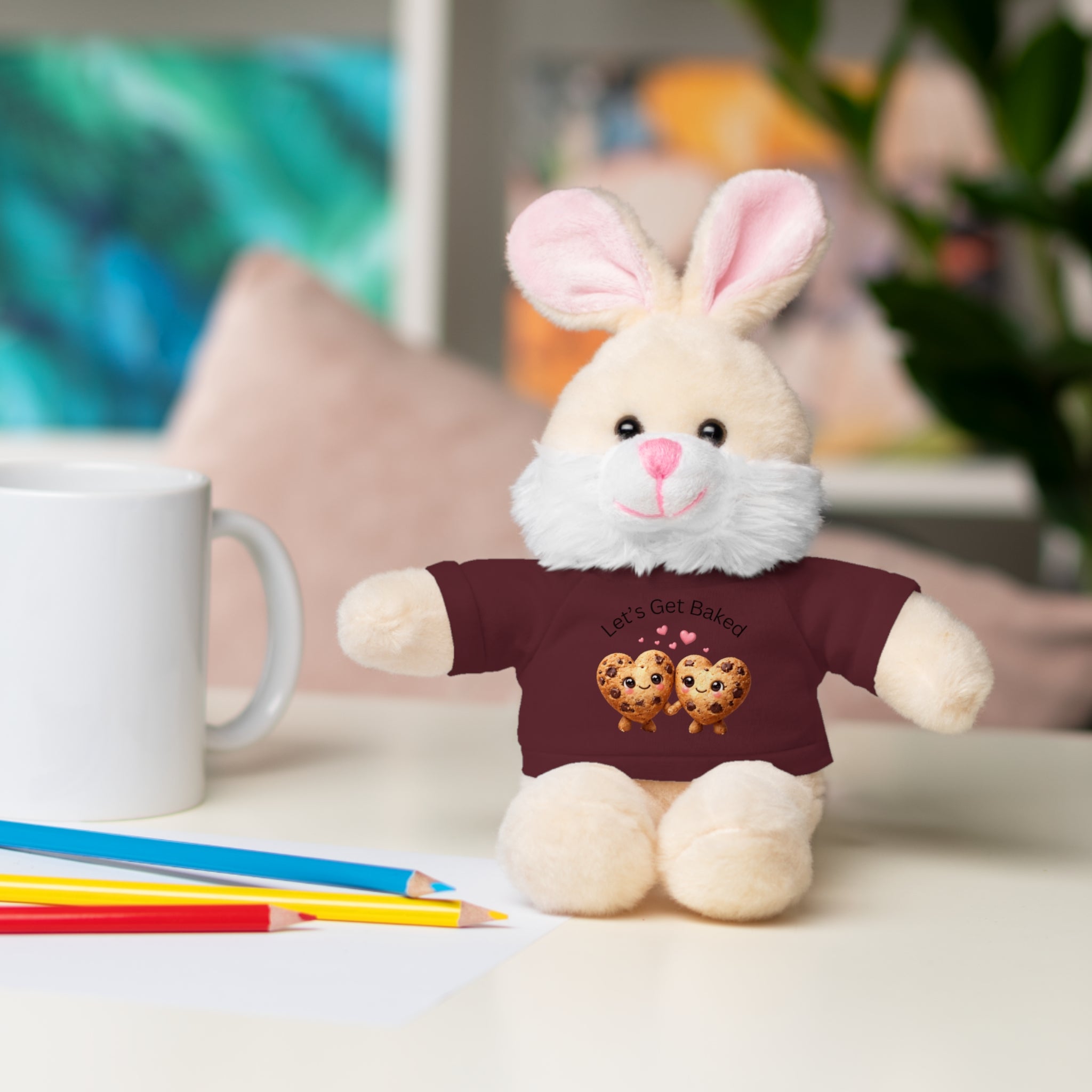 Plush Animal with "Let's Get Baked" Cookie Tee Stuffed Animal