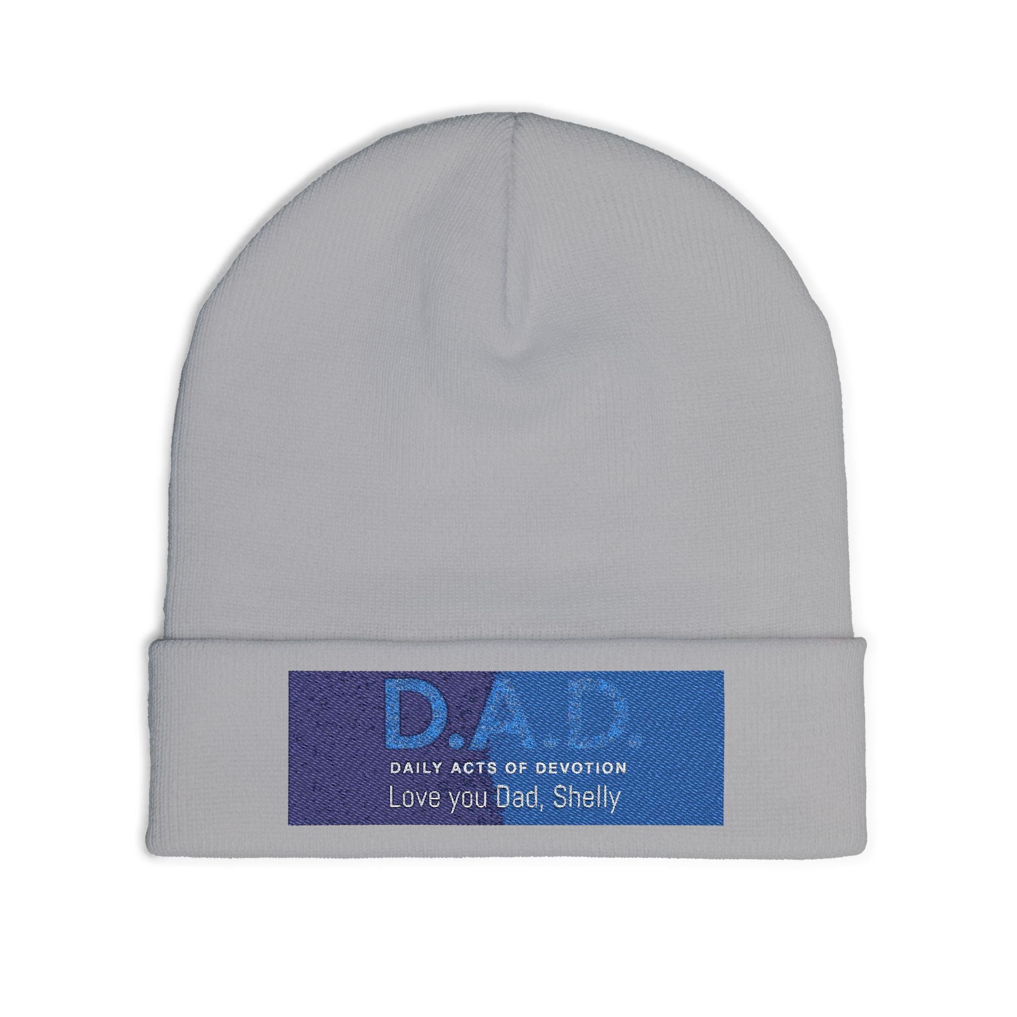 Embroidered 'D.A.D. Daily Acts of Devotion' Knit Beanie — Personalized Love You Dad Winter Hat