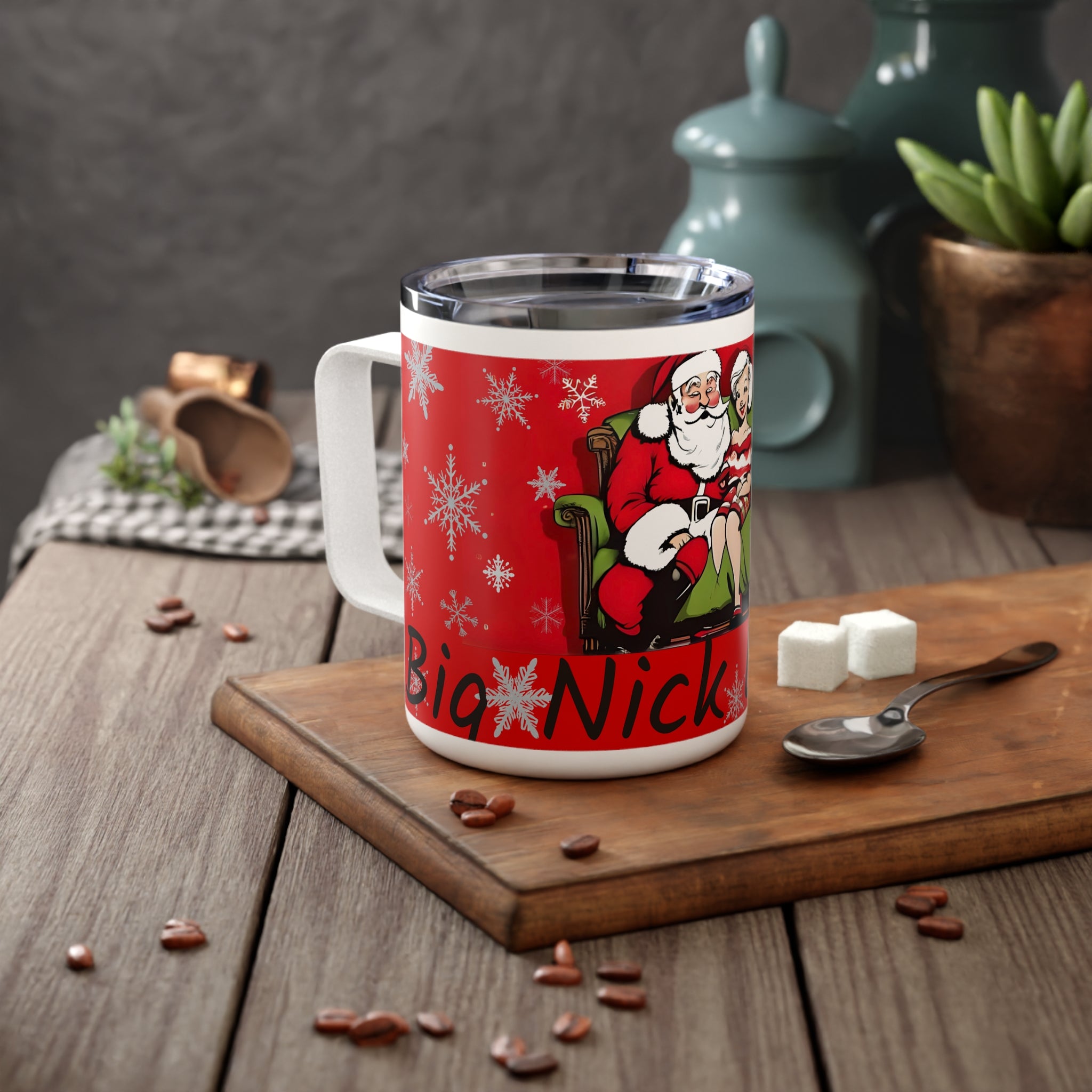 10oz Insulated Coffee Mug —Santa 'Big Nick Energy'