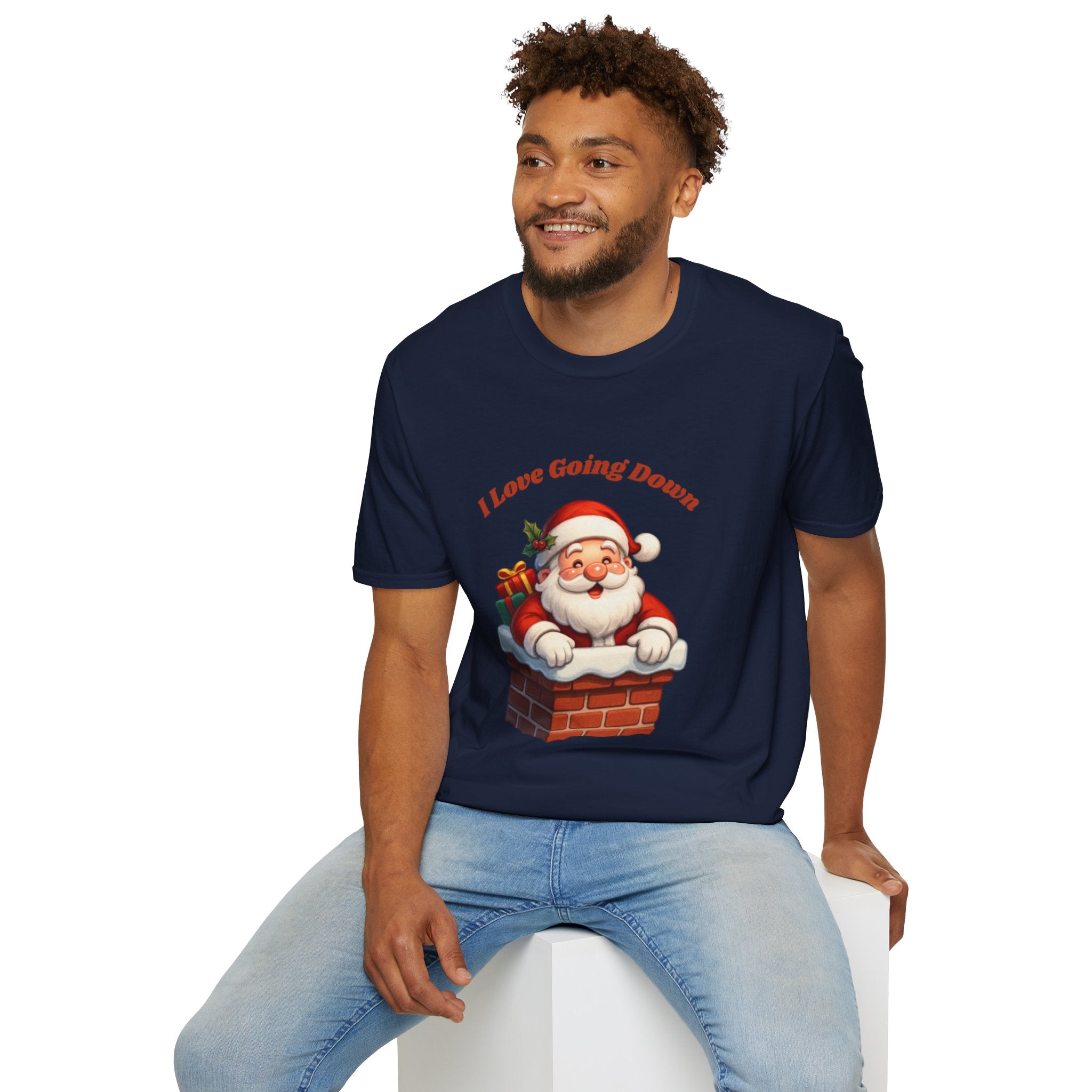 Adult Themed Santa Chimney T-Shirt - 'I Love Going Down' Christmas Attire