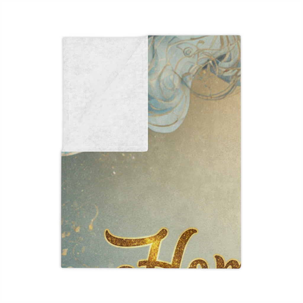 Home Sweet Home Velveteen Microfiber Blanket — Navy & Gold Decorative Throw