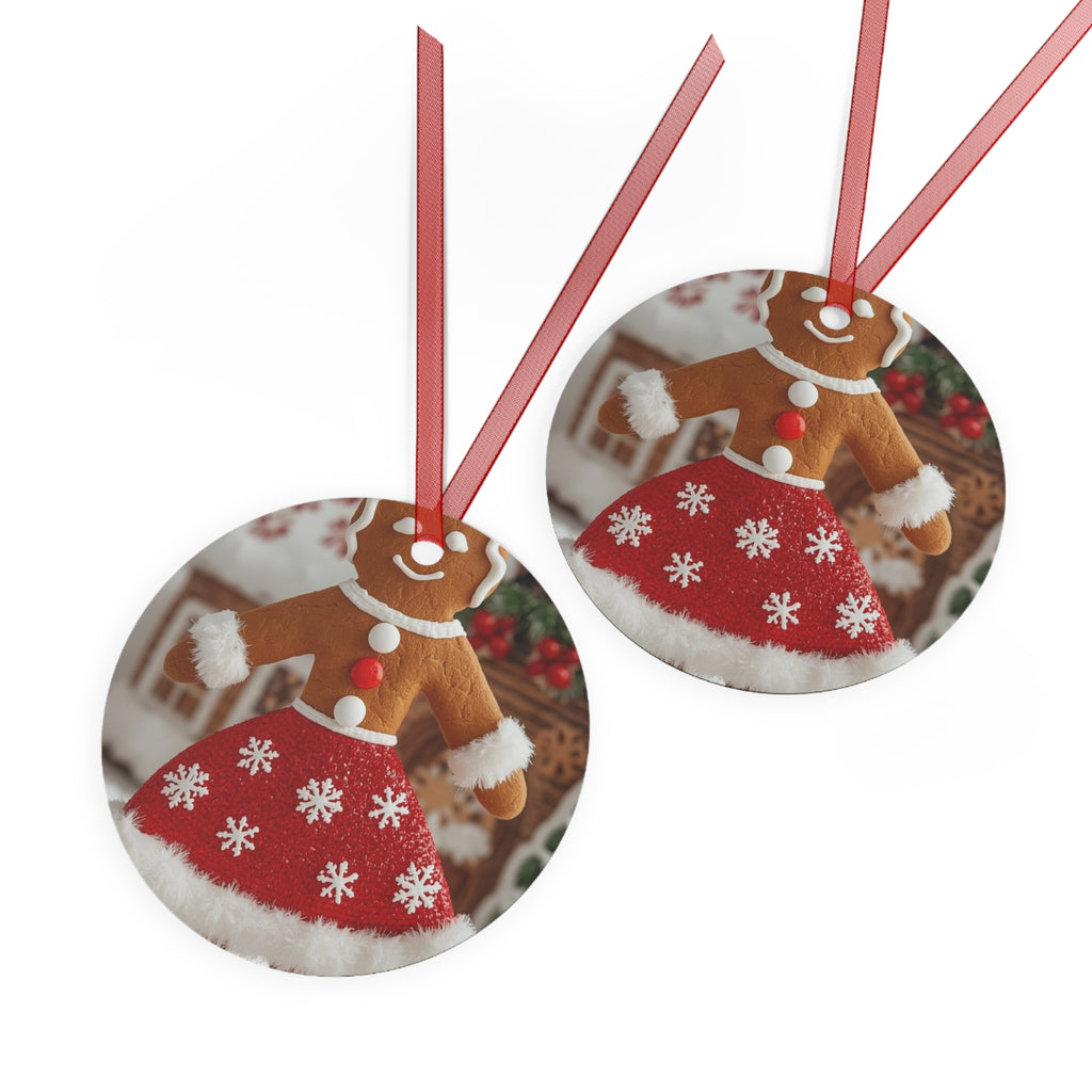 Gingerbread Girl Metal Ornament - Festive Christmas Tree Decoration