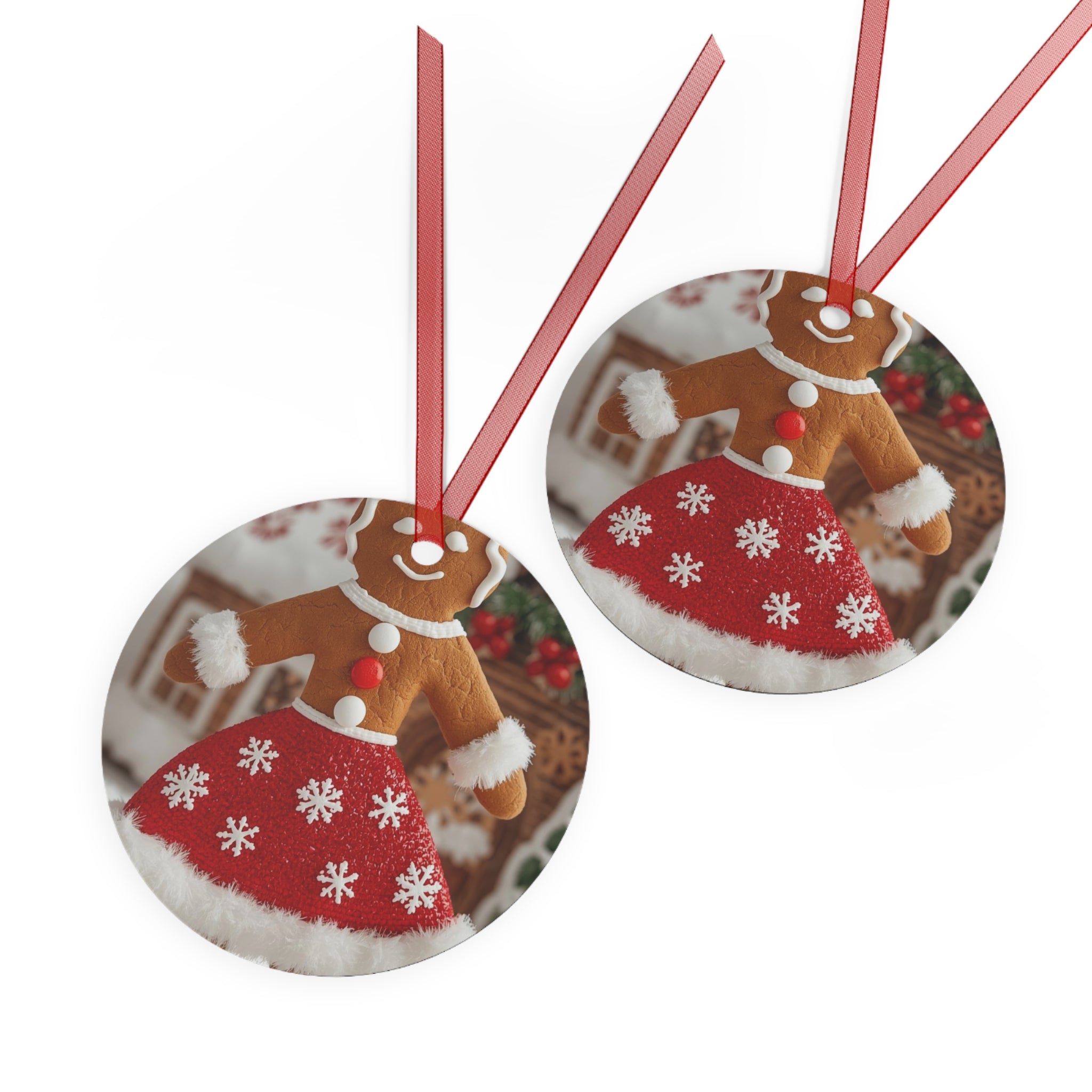 Gingerbread Girl Metal Ornament - Festive Christmas Tree Decoration