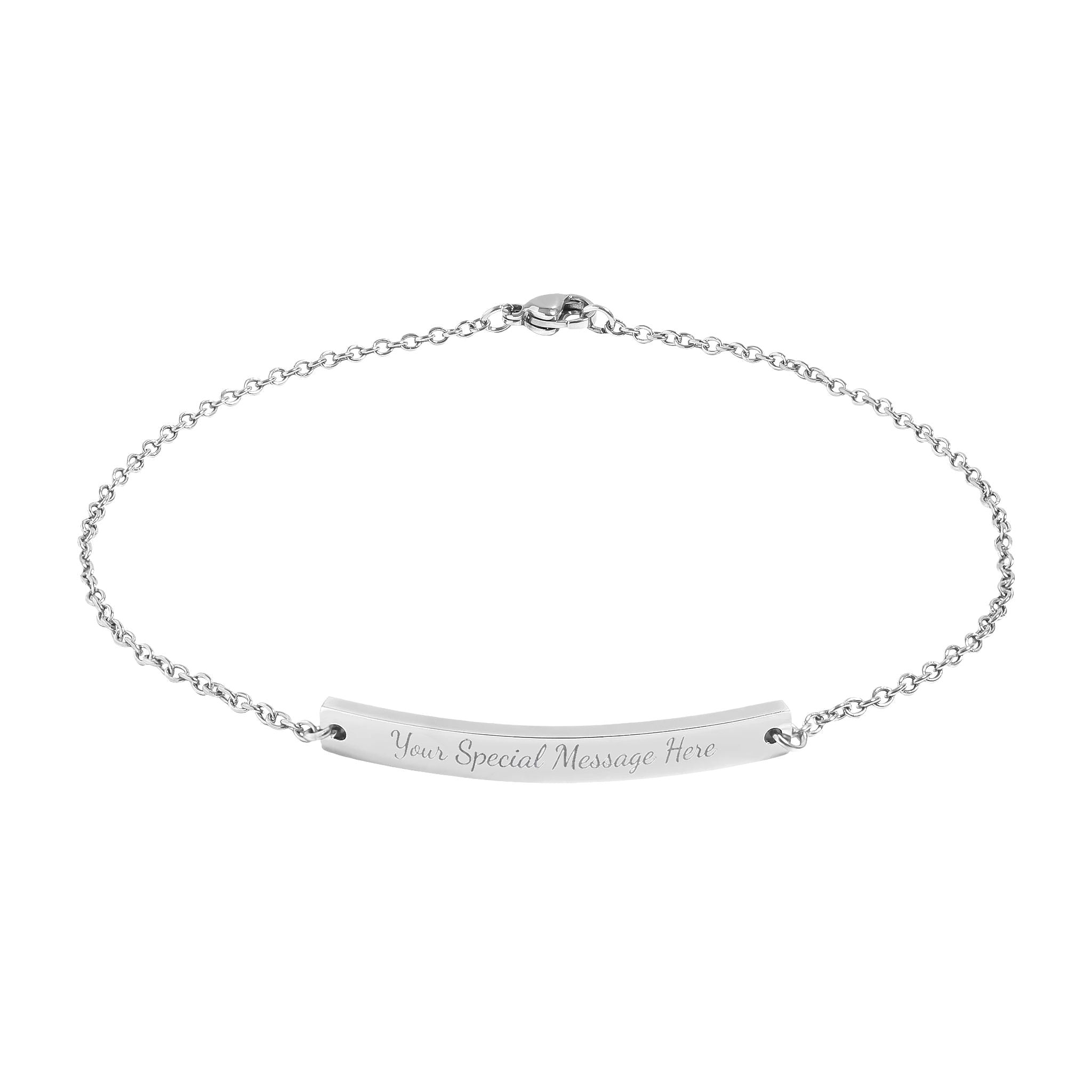 Engravable Curved Bar Anklet — Personalized Rose Gold or Black Chain