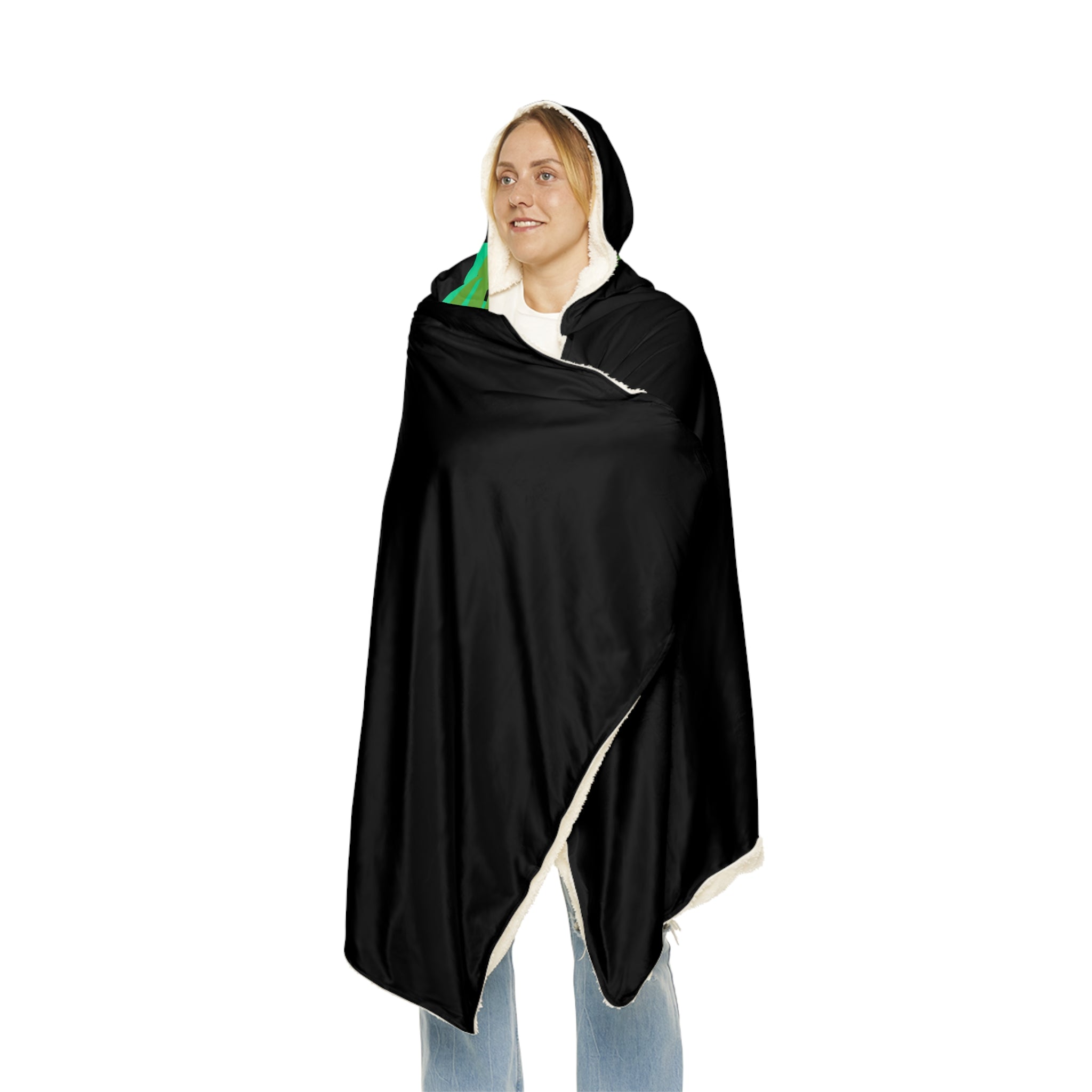 Black Snuggle Blanket — Funny “I Deliver All Night Long” Santa Hooded Blanket for Christmas Gag Gift