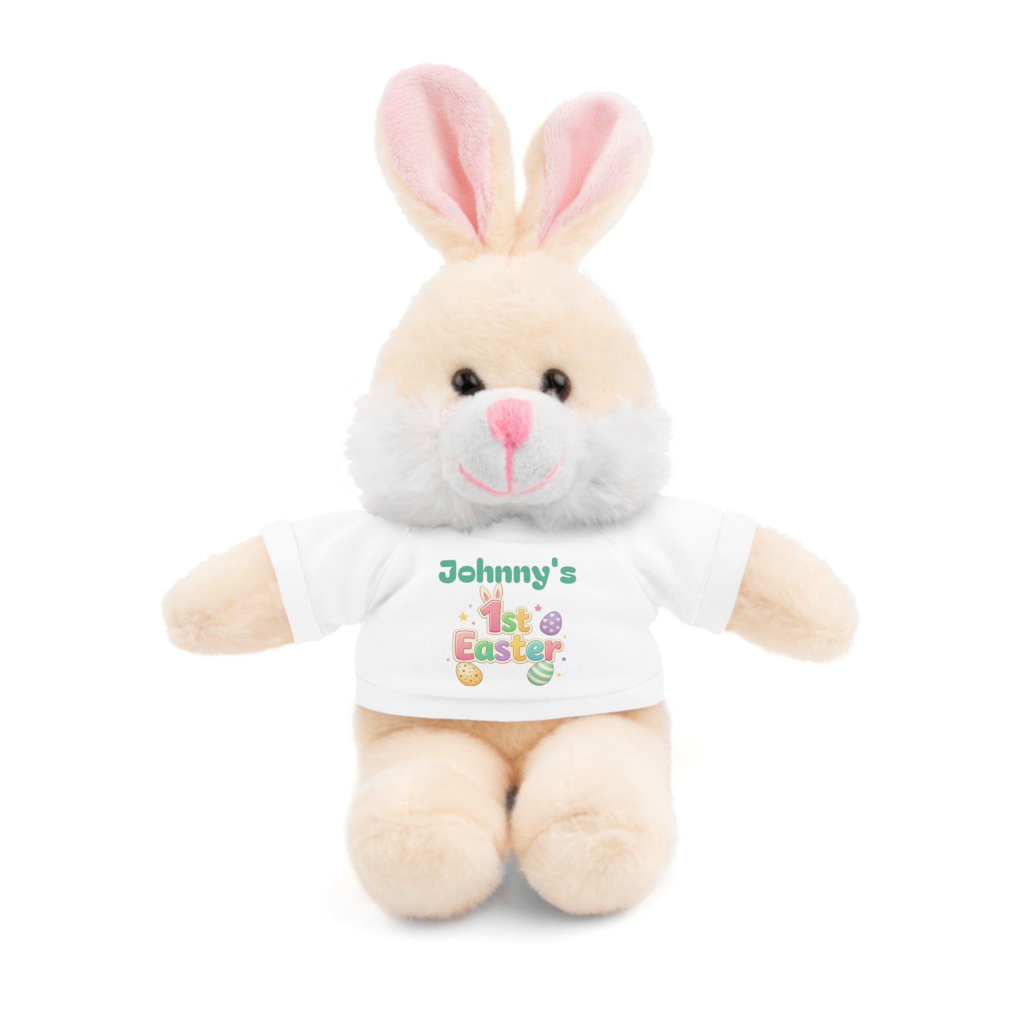 Personalized 1st Easter Plush Bunny with Tee — Custom Baby Easter Gift