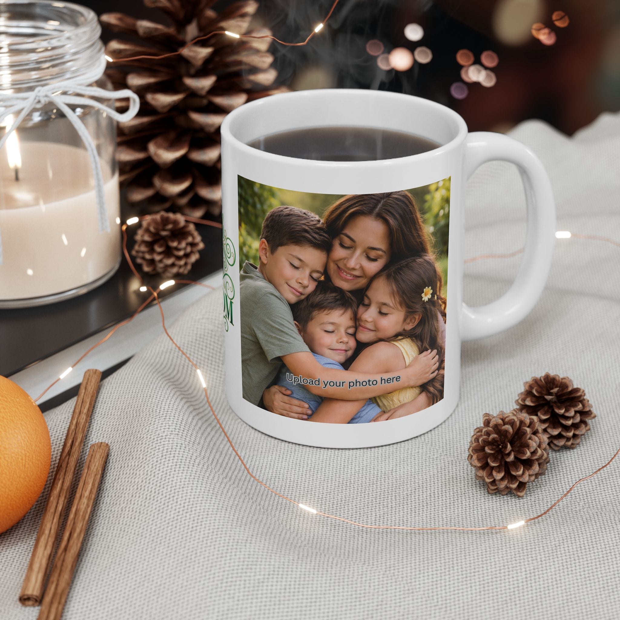 Mama Coffee Mug - "Warmth Begins With Mom" Ceramic Photo Mug (11oz & 15oz)
