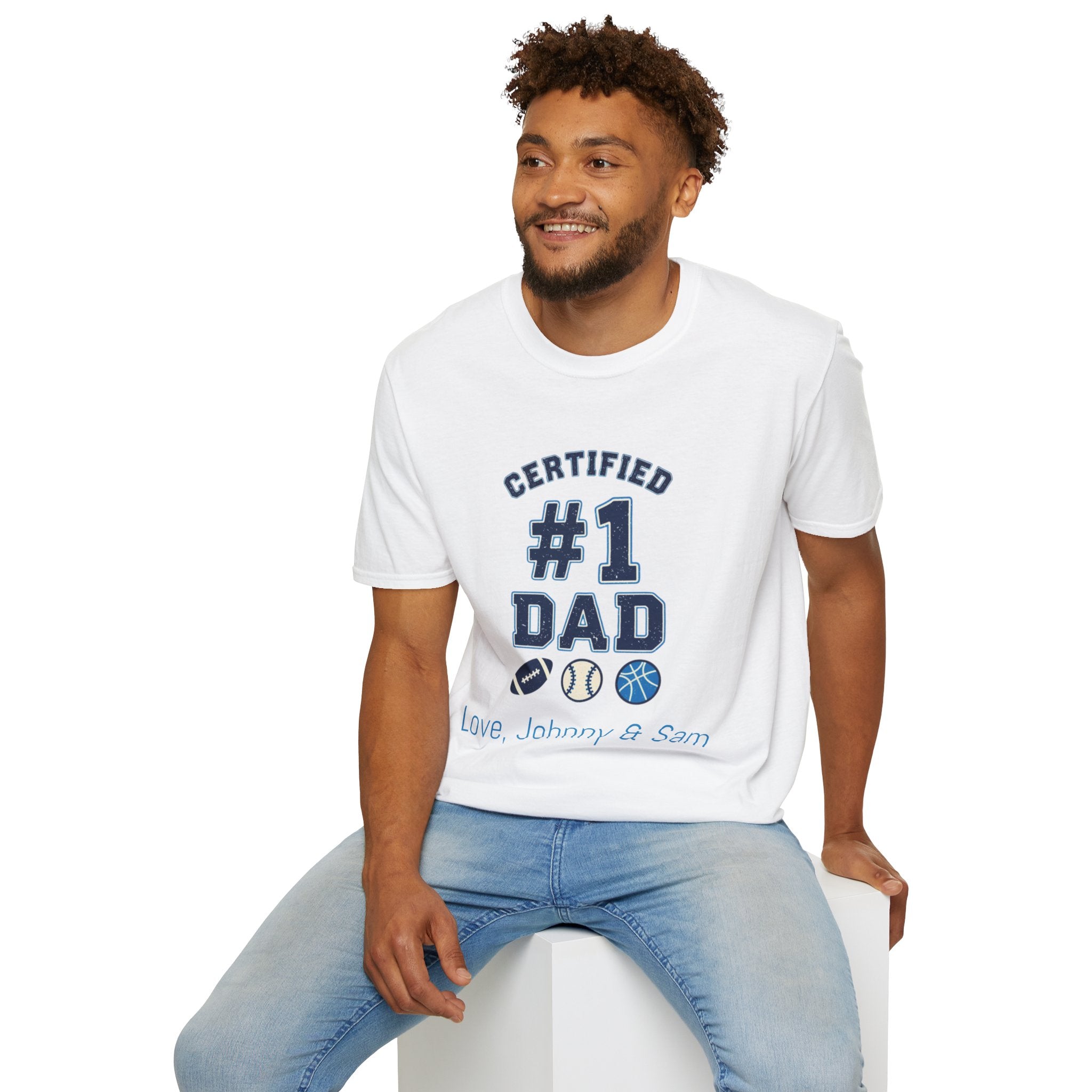 Certified #1 Dad Sports T-Shirt — Personalized "Love, [Names]" Father's Day Tee