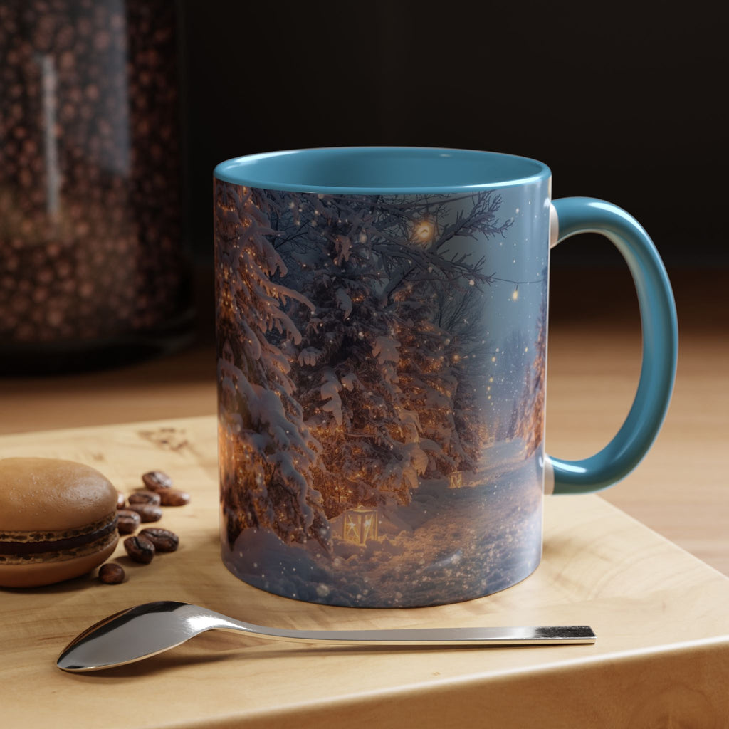 Winter Snowy Forest Coffee Mug — Cozy Holiday Evening Accent Mug