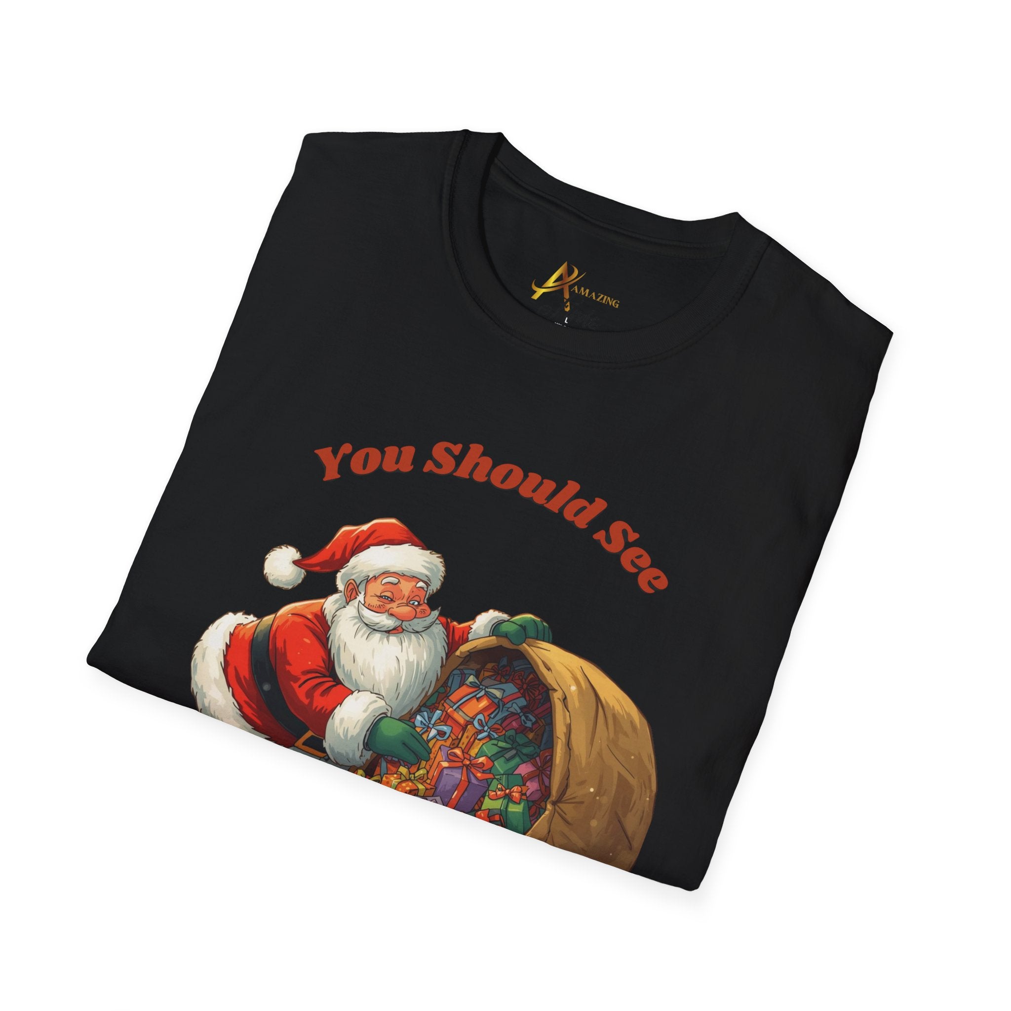 Adult Themed Santa with Sack T-Shirt - 'You Should See The Size Of My Sack' Christmas Attire
