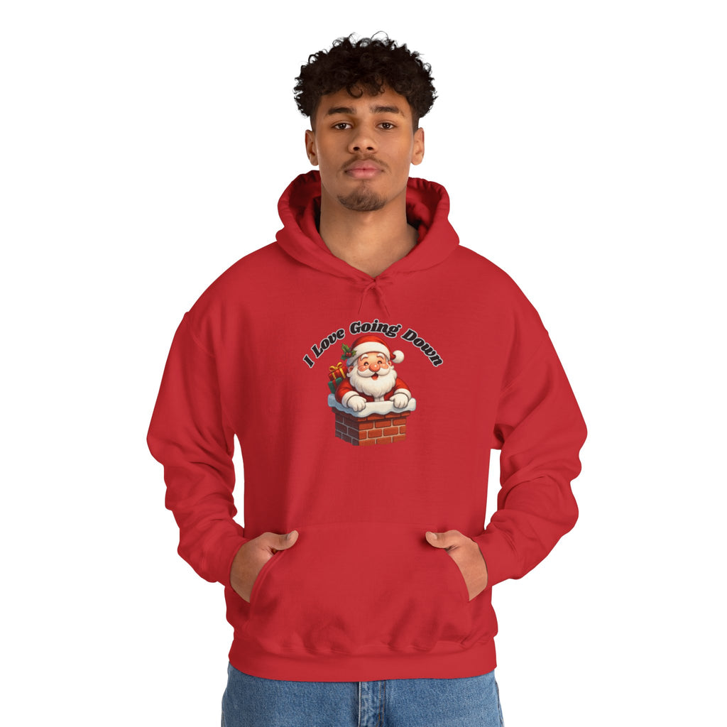 Adult Themed Santa Chimney Hoodie - 'I Love Going Down' Christmas Attire