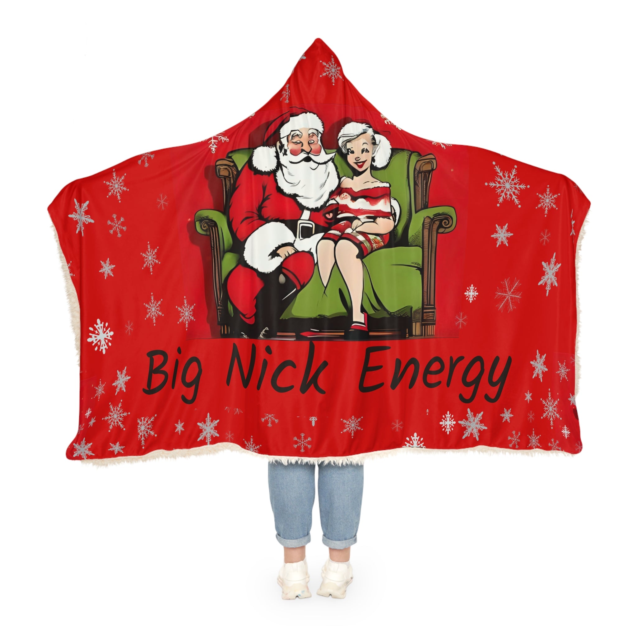 Hooded Blanket - "Big Nick Energy" Christmas Santa Snuggle Throw