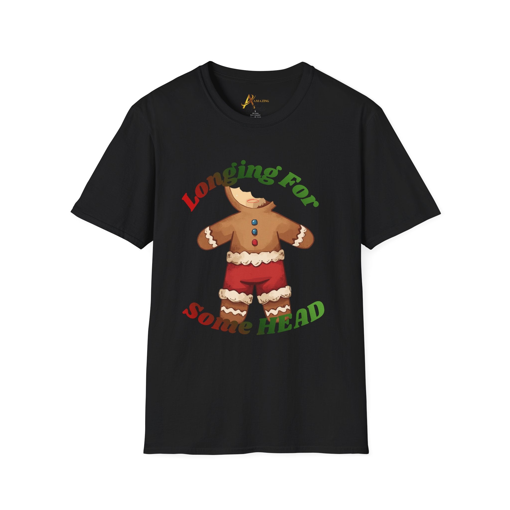 Adult Themed Headless Gingerbread Man T-Shirt - 'Longing For Some Head' Christmas Attire