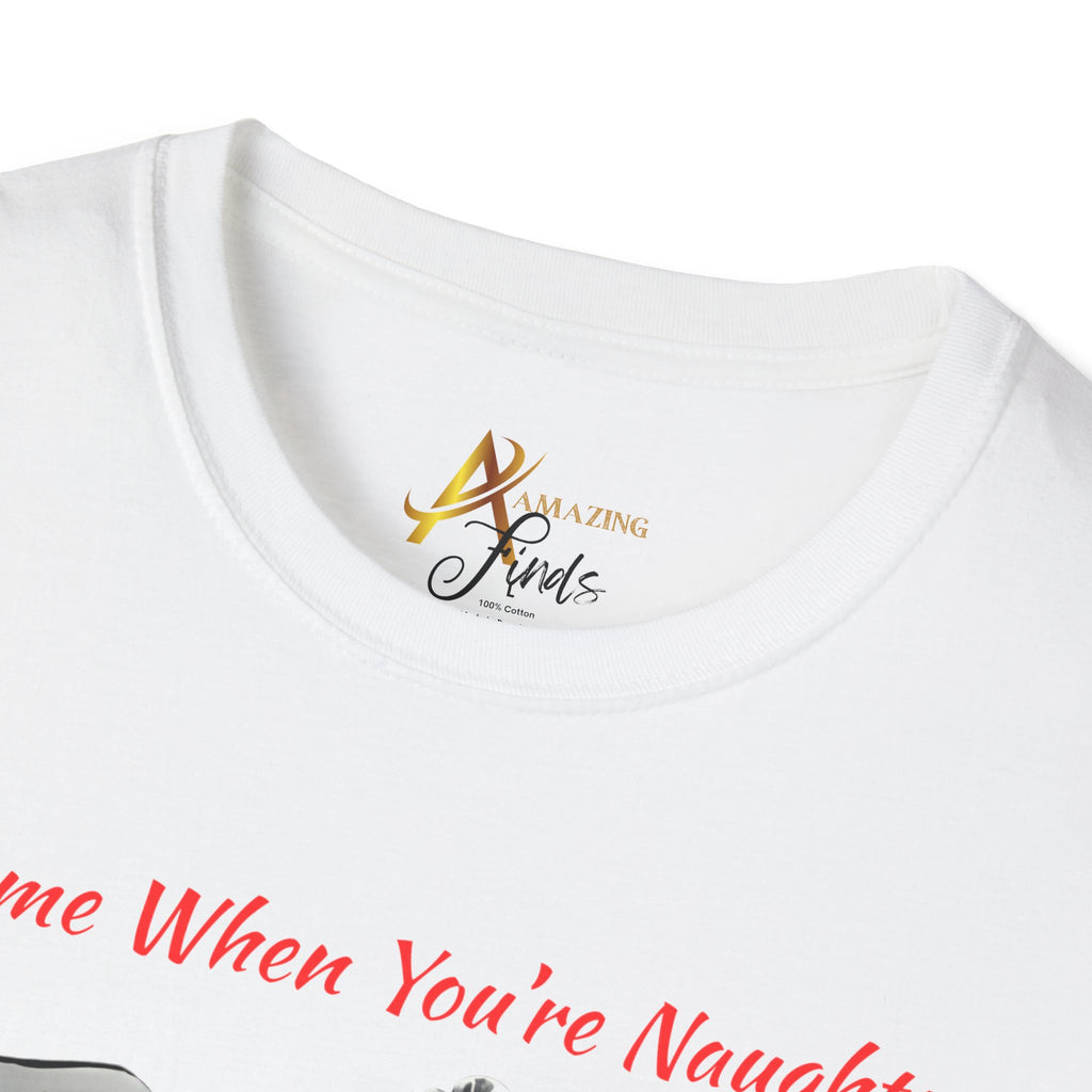 Adult Themed Santa In Bed T-Shirt – 'I Come When You’re Naughty' Christmas Attire