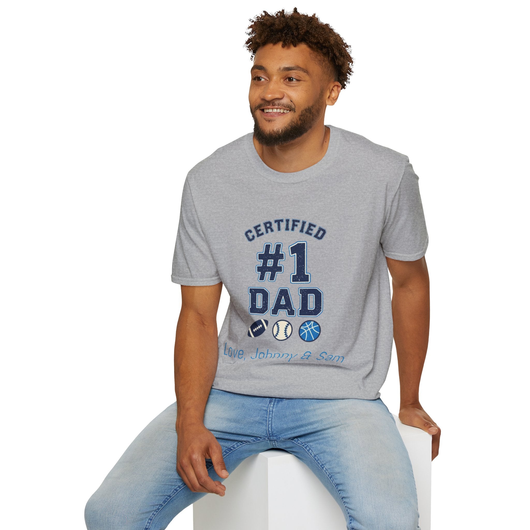 Certified #1 Dad Sports T-Shirt — Personalized "Love, [Names]" Father's Day Tee
