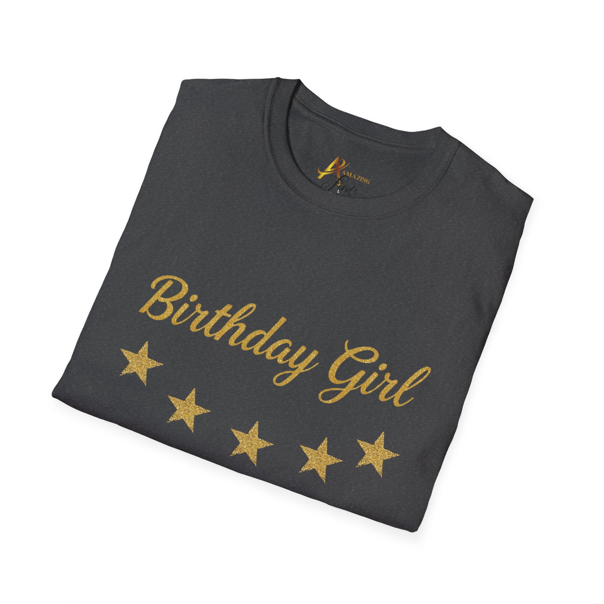 Birthday Girl T‑Shirt — Personalized 'Your Name Here' Gold Stars Tee