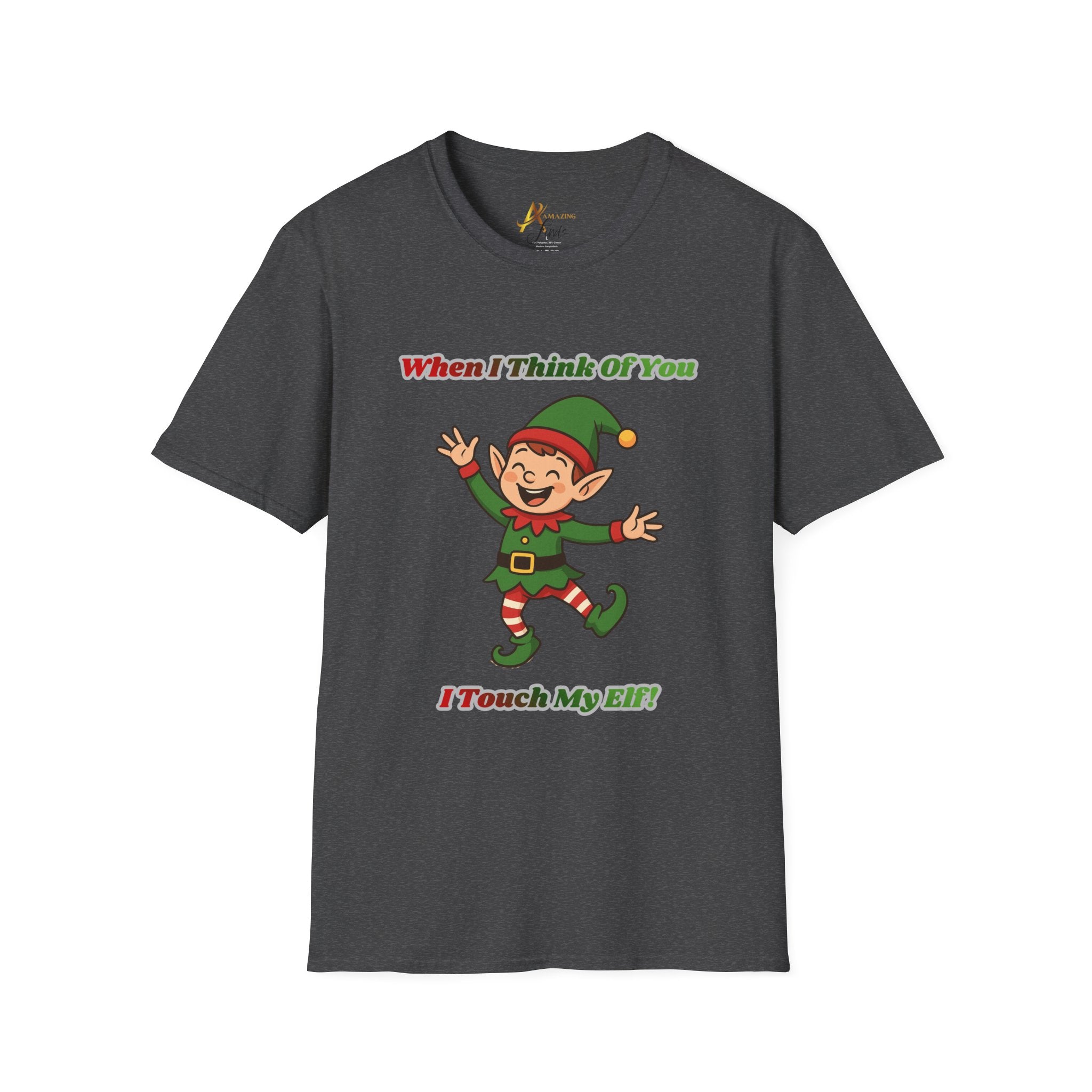 Adult Themed Elf T-Shirt – 'When I Think Of You I Touch My Elf' Christmas Attire