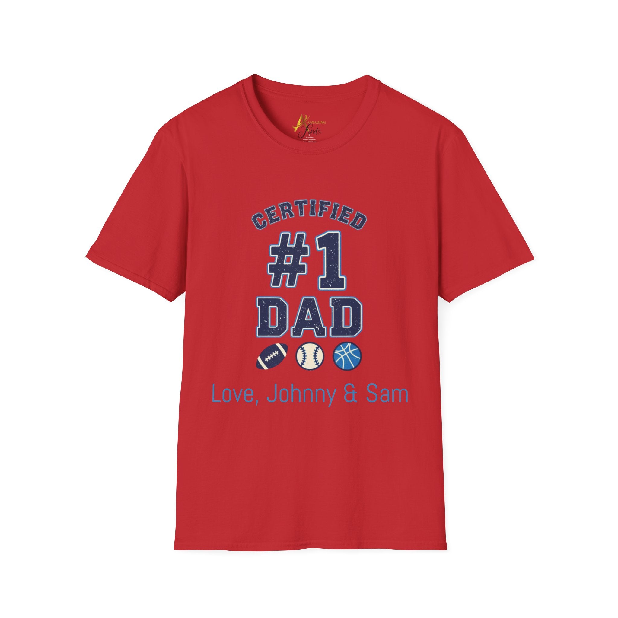 Certified #1 Dad Sports T-Shirt — Personalized "Love, [Names]" Father's Day Tee