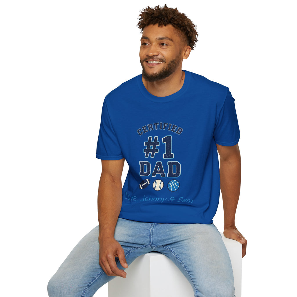 Certified #1 Dad Sports T-Shirt — Personalized "Love, [Names]" Father's Day Tee