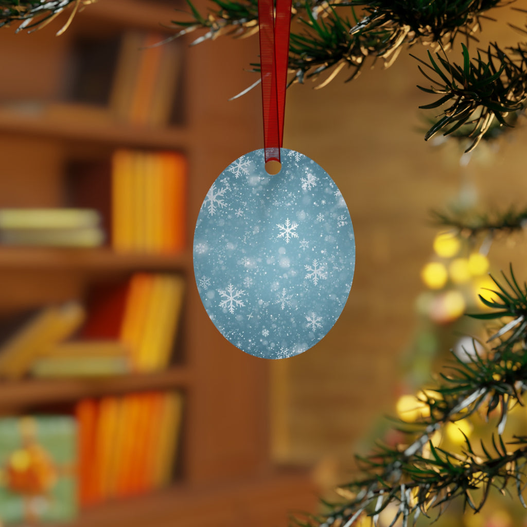 Snowflake Bell Metal Ornament — Blue Winter Holiday Christmas Decoration