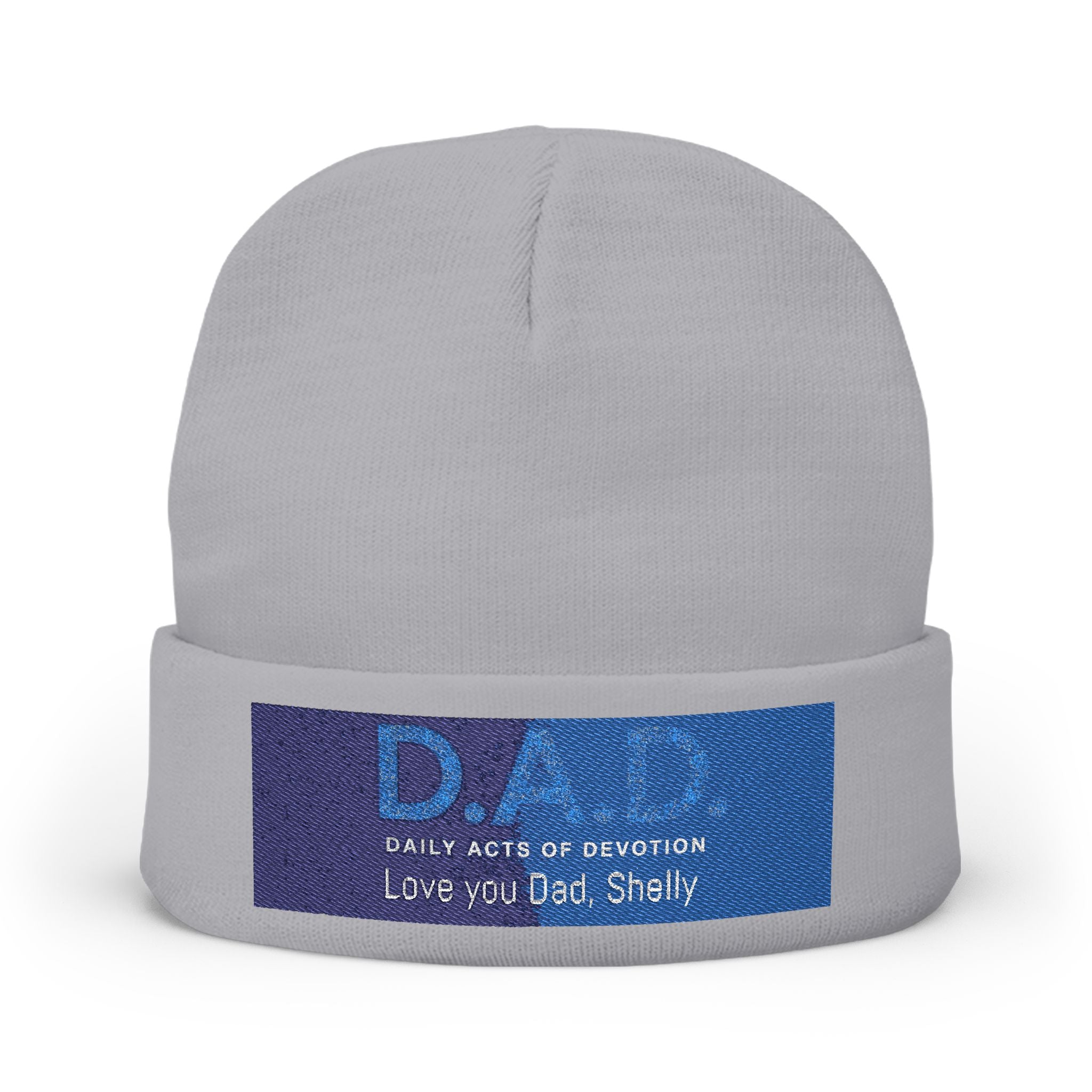 Embroidered 'D.A.D. Daily Acts of Devotion' Knit Beanie — Personalized Love You Dad Winter Hat