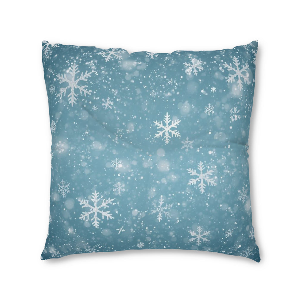 Snowflake Winter Tufted Floor Pillow — Cozy Holiday Accent Cushion