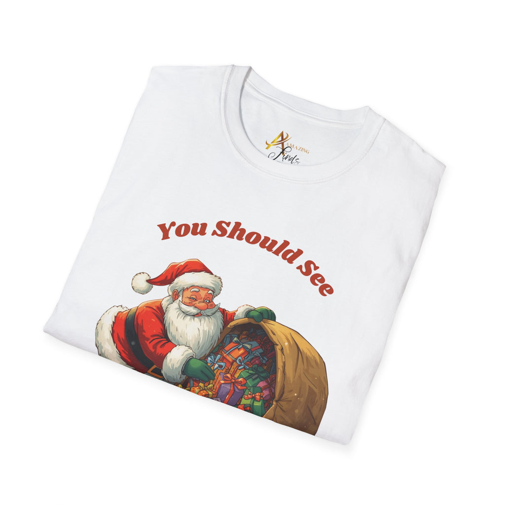 Adult Themed Santa with Sack T-Shirt - 'You Should See The Size Of My Sack' Christmas Attire